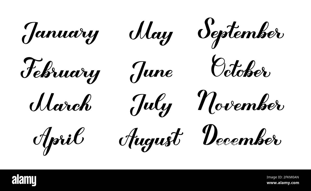 Set of hand written names of months. Modern calligraphy hand lettering  months titles. Easy to edit vector template for calendar, planner, banner,  typo Stock Vector Image & Art - Alamy