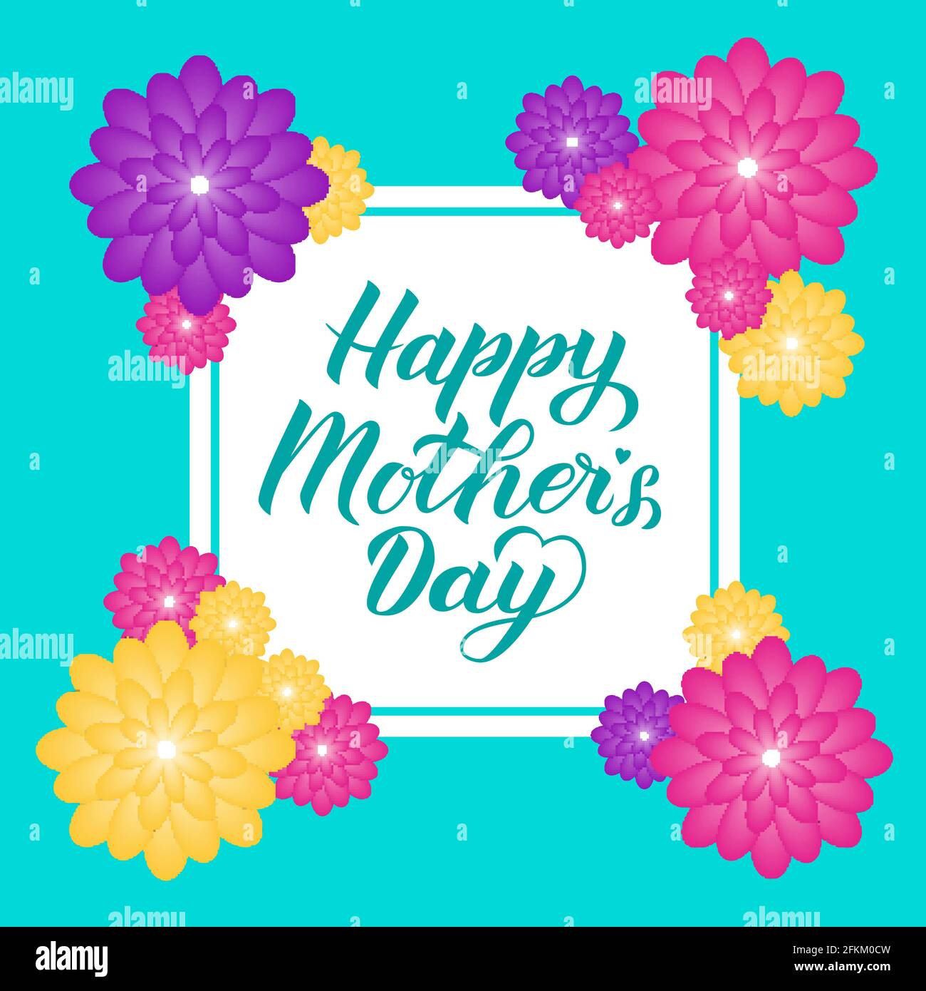 Happy Mother's Day calligraphy lettering with colorful spring ...