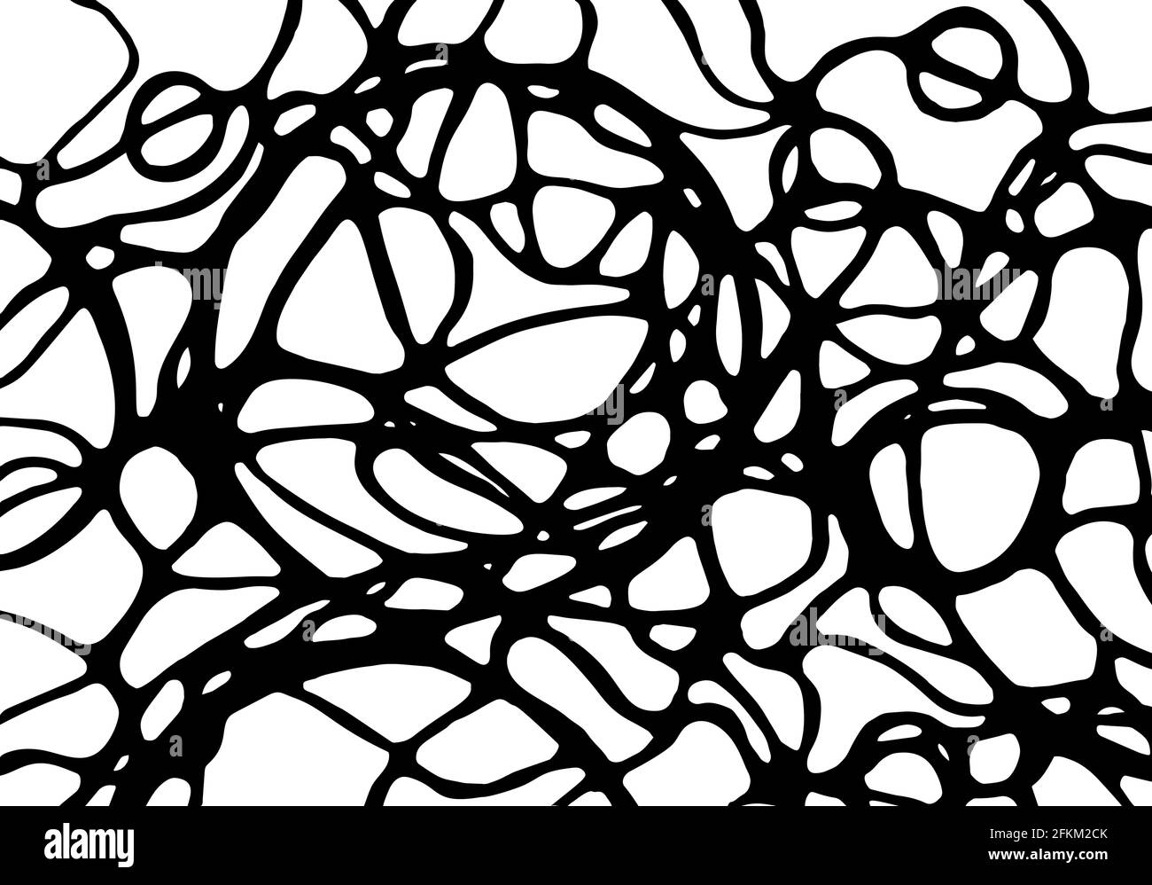 Neurographic lines sketch vector illustration. Abstract chaotic wavy curves pattern background. Hand drawn monochrome neuroart. Right Brain Drawing. C Stock Vector