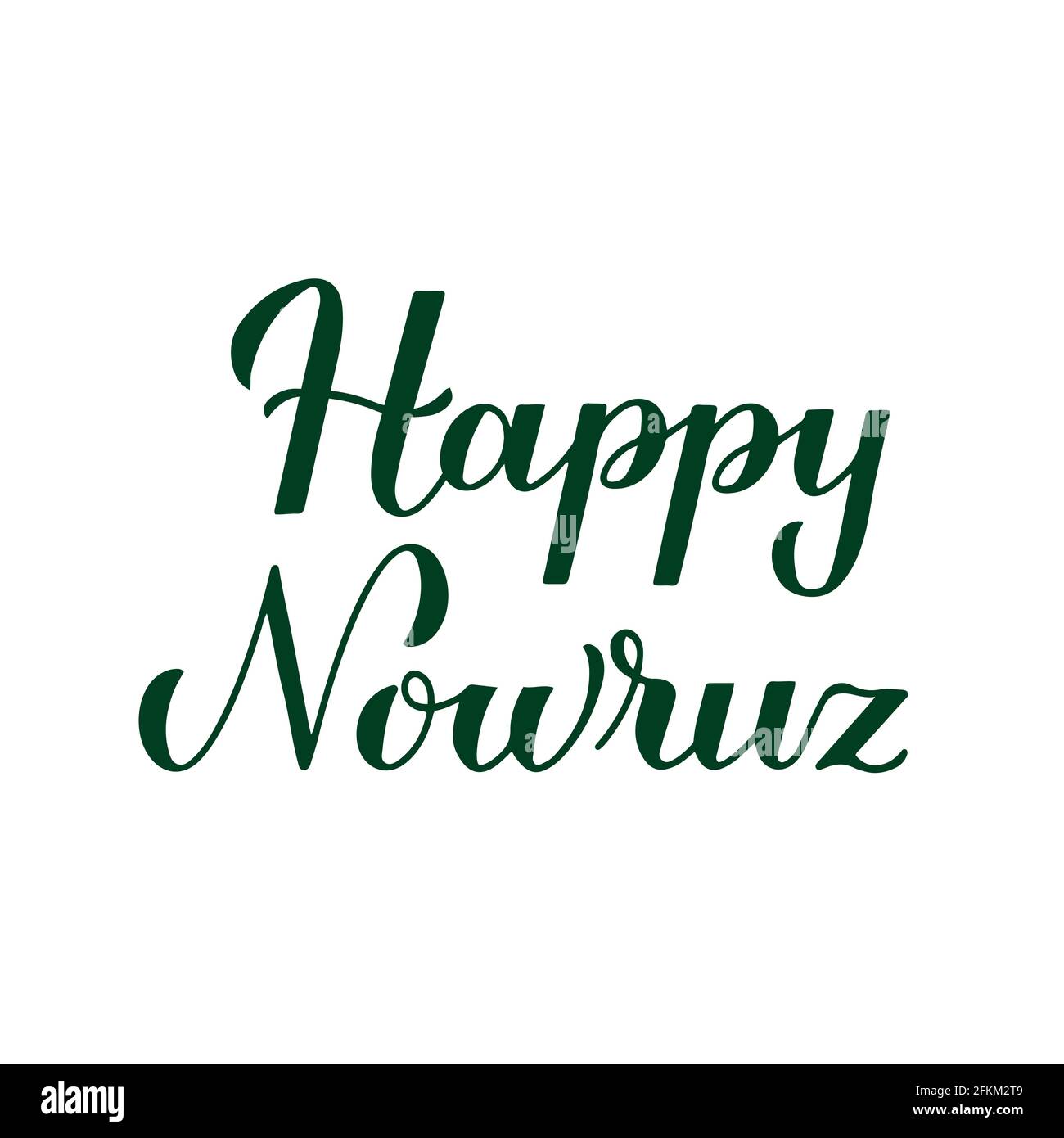 Happy Nowruz calligraphy hand lettering isolated on white. Iranian or Persian new year sign. Spring holiday vector illustration. Vector template for g Stock Vector