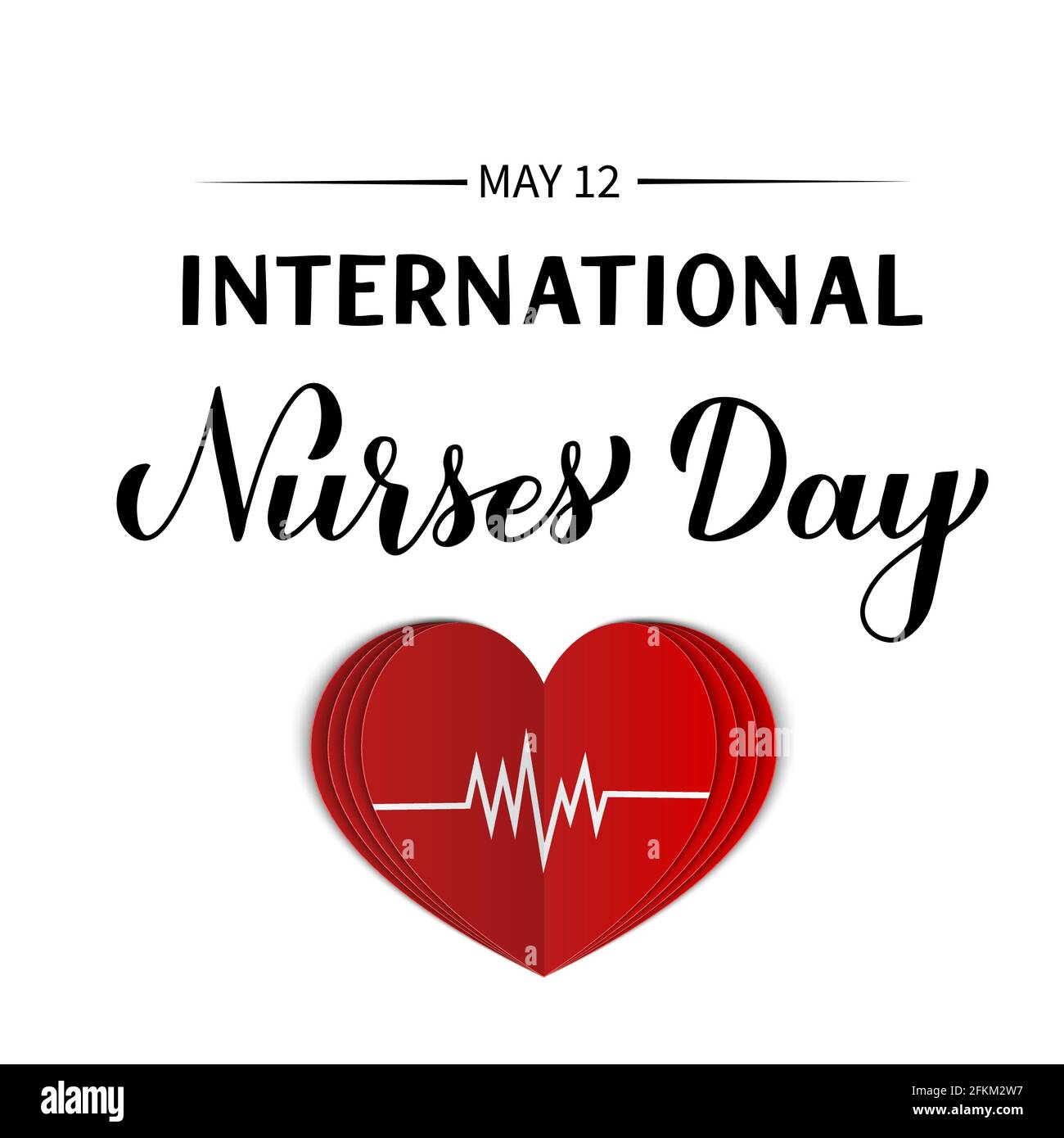 Nurses Week Lettering International Nurses day calligraphy hand lettering with red paper cut ...