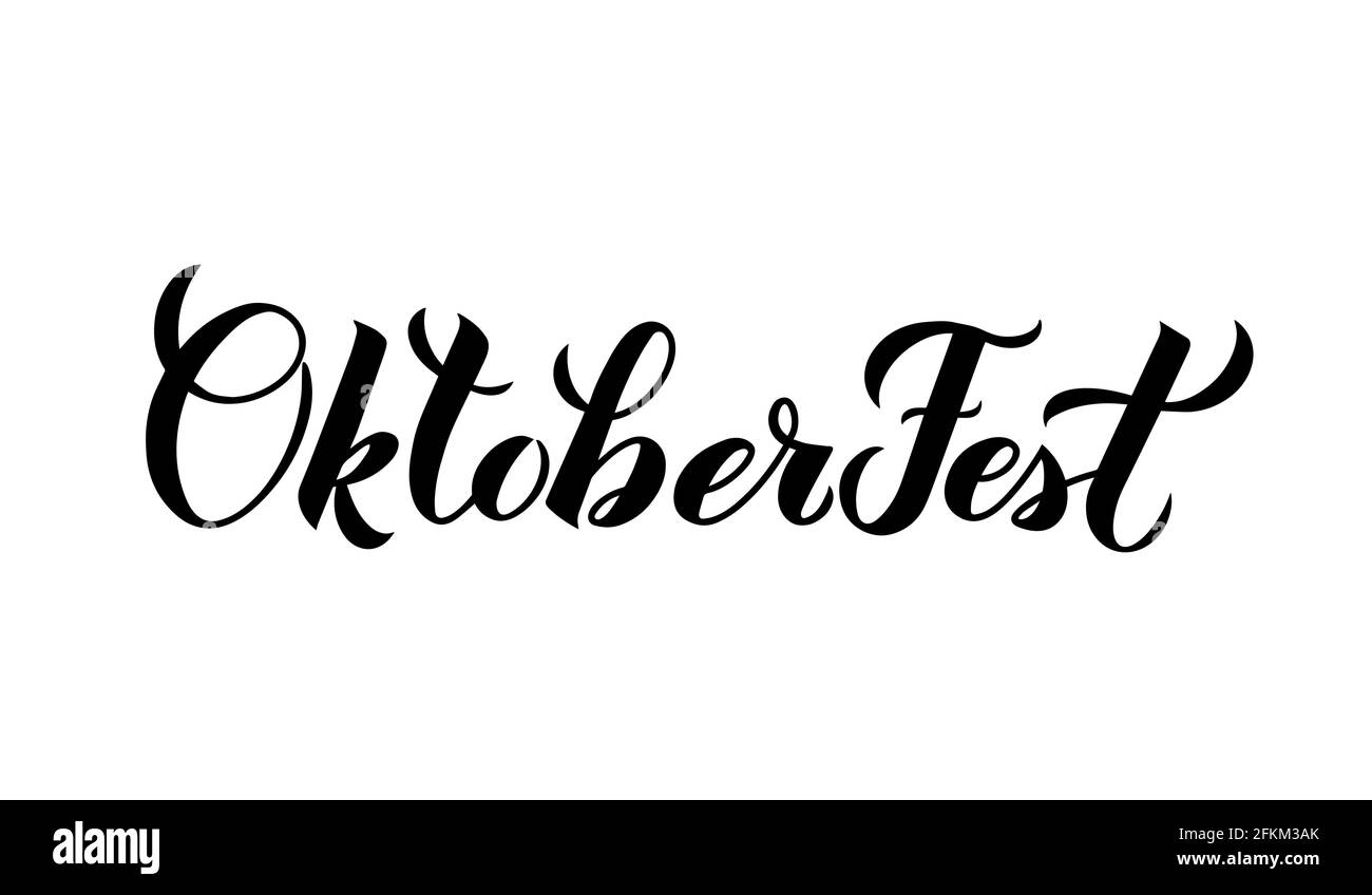 Oktoberfest calligraphy hand lettering isolated on white. Traditional Bavarian beer festival. Easy to edit vector template for your logo design, banne Stock Vector