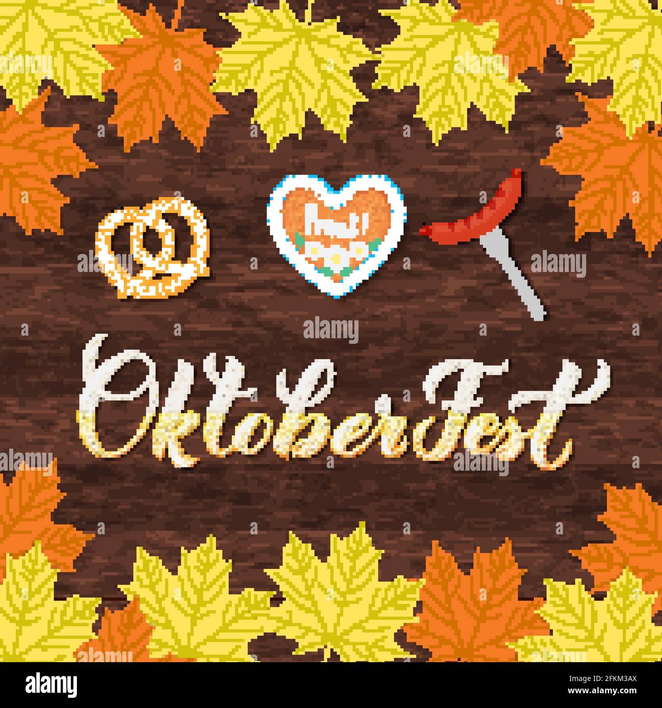 Oktoberfest calligraphy hand lettering on wood background. Traditional ...