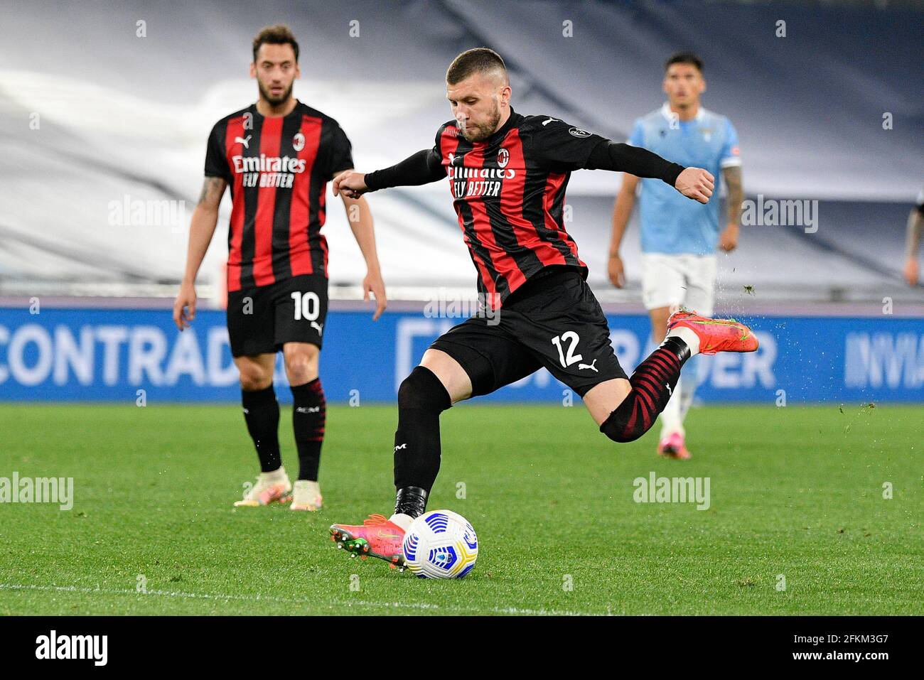 Ante Rebic of AC Milan in action during the 2020-2021 Italian Serie A  Championship League match between S.S. Lazio and AC Milan at Stadio  Olimpico.Final score; S.S. Lazio 3:0 AC Milan Stock