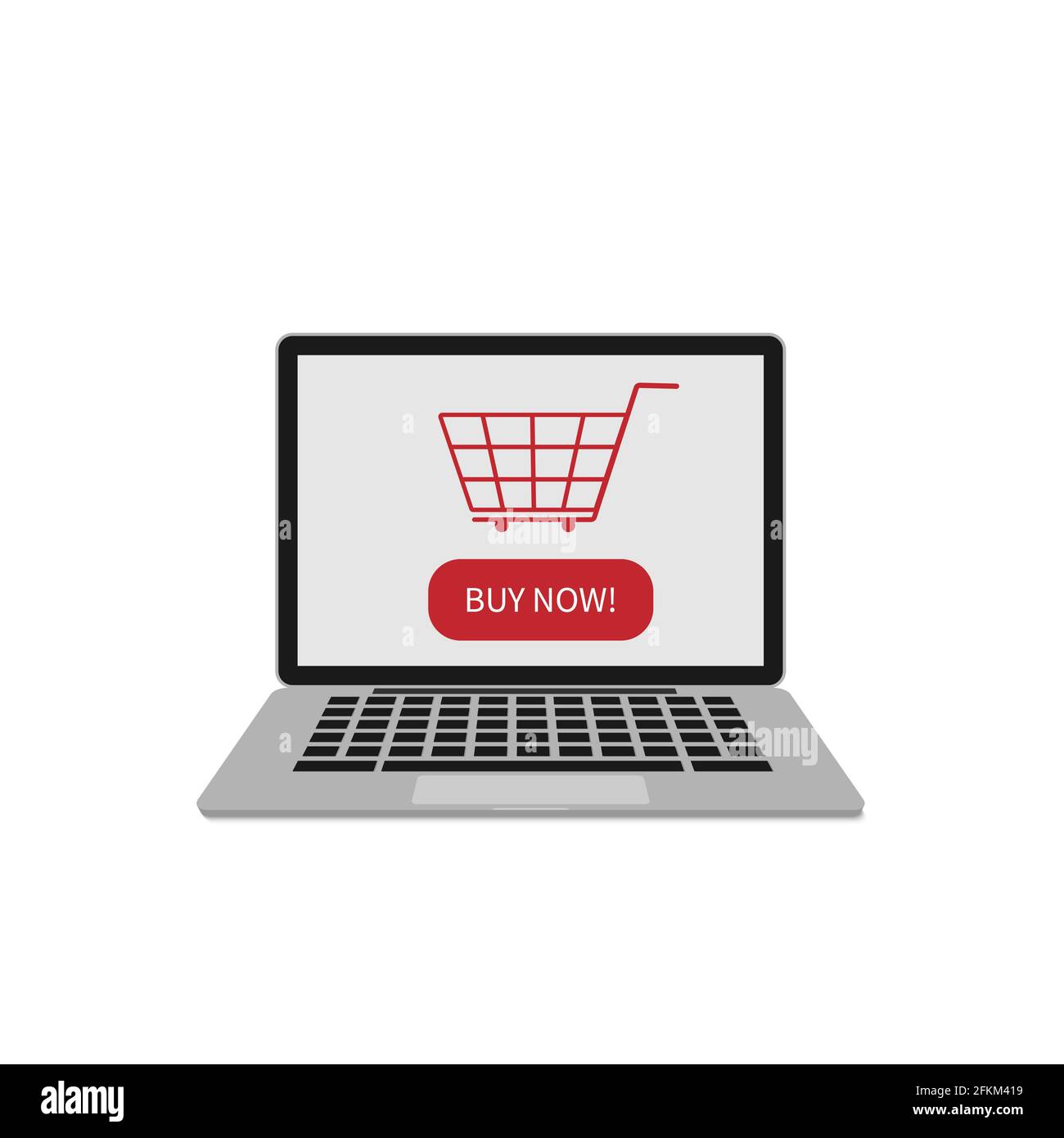 Laptop isolated on white background. Online shopping concept. Web store. E-commerce. Easy to edit design template for your business projects, websites Stock Vector