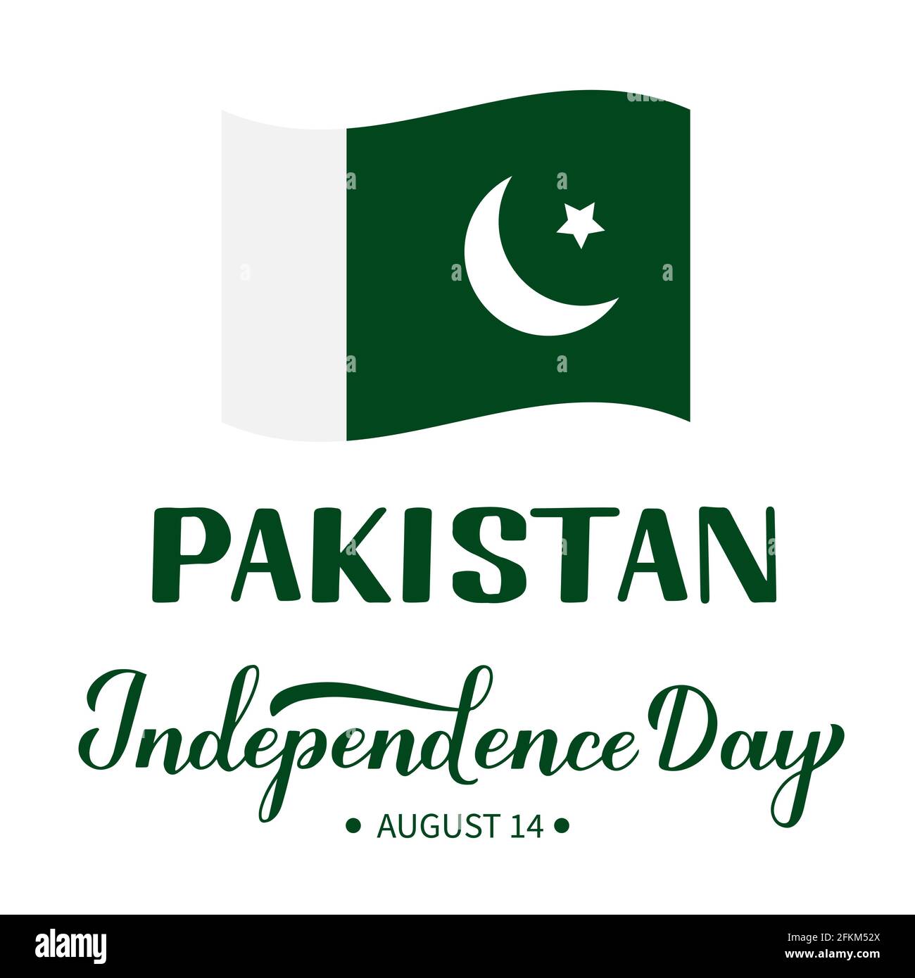 Pakistan Independence Day calligraphy hand lettering isolated on white ...