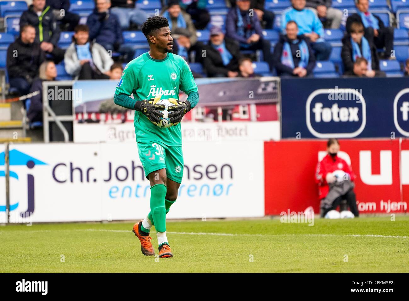 Haderslev, Denmark. 02nd May, 2021. Goalkeeper Sayouba Mande (1) of Odense Boldklub seen during the 3F Superliga match between Soenderjyske and Odense Boldklub at Sydbank Park in Haderslev. (Photo Credit: Gonzales Photo/Alamy Live News Stock Photo