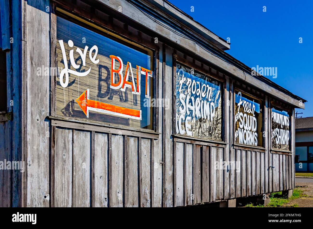 A bait shop overlooks the Escatawpa River at the Riverfront Park boat