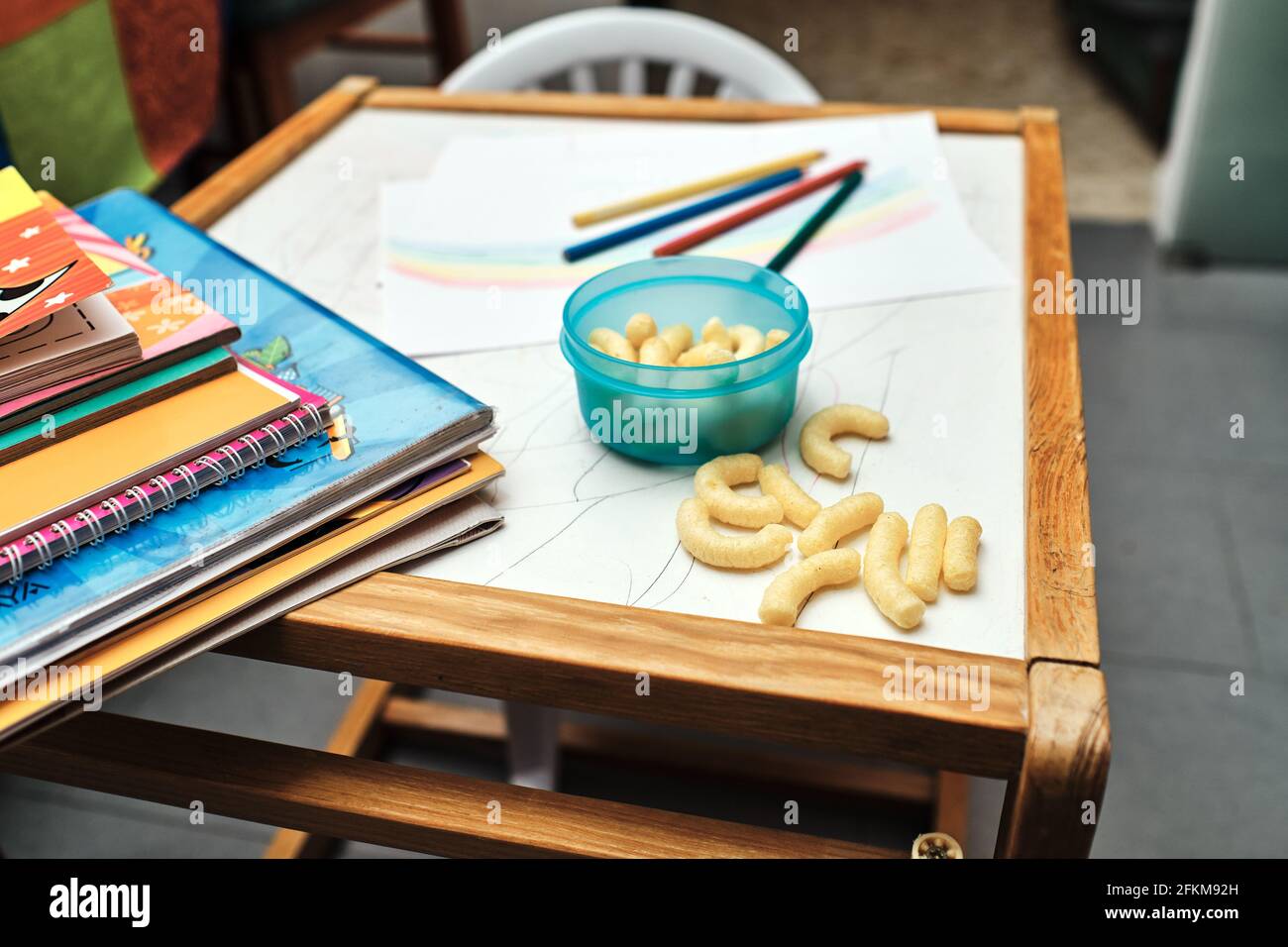 desk with pencils and knickknacks in the living room Stock Photo Alamy