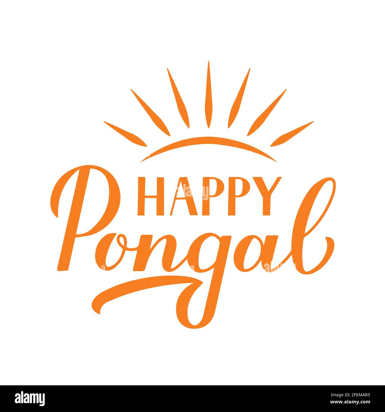 Happy Pongal calligraphy hand lettering isolated on white. South ...