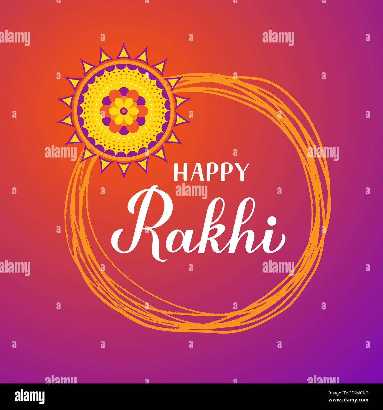 Happy Rakhi calligraphy hand lettering. Hindu holiday Raksha ...