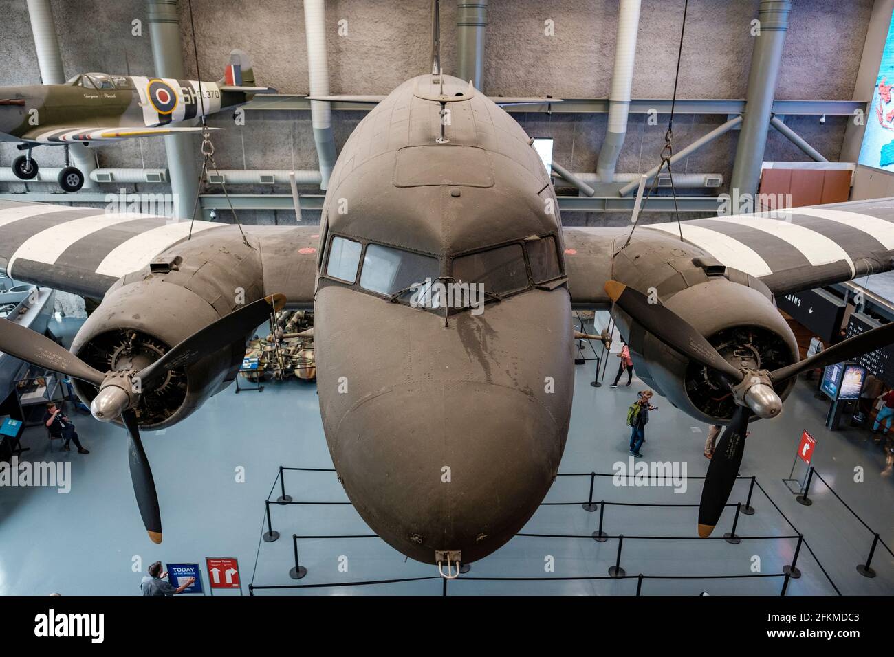 The Atrium of the Louisiana Memorial Pavilion, Douglas c-47 Skytrain military transport aircraft, The National WWII Museum, New Orleans, Louisiana, US Stock Photo