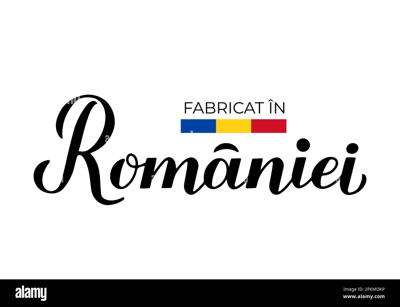 Made in Romania handwritten label in Romanian language. Calligraphy