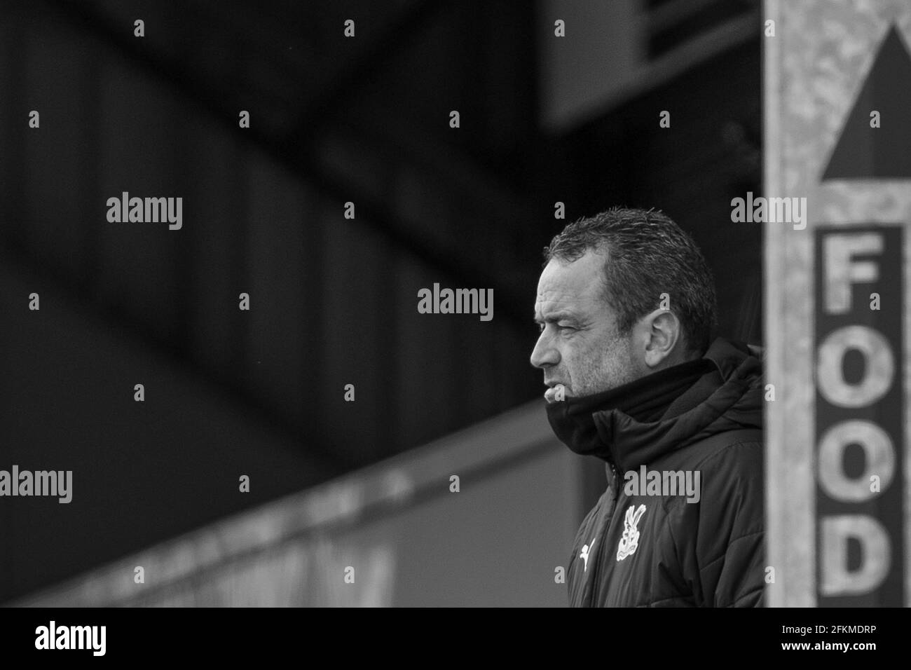 Bromley, UK. 02nd May, 2021. Dean Davenport (Crystal Palace Manager) ahead of the FA Womens Championship game between Crystal Palace and Lewes at Hayes Lane in Bromley, England. Credit: SPP Sport Press Photo. /Alamy Live News Stock Photo