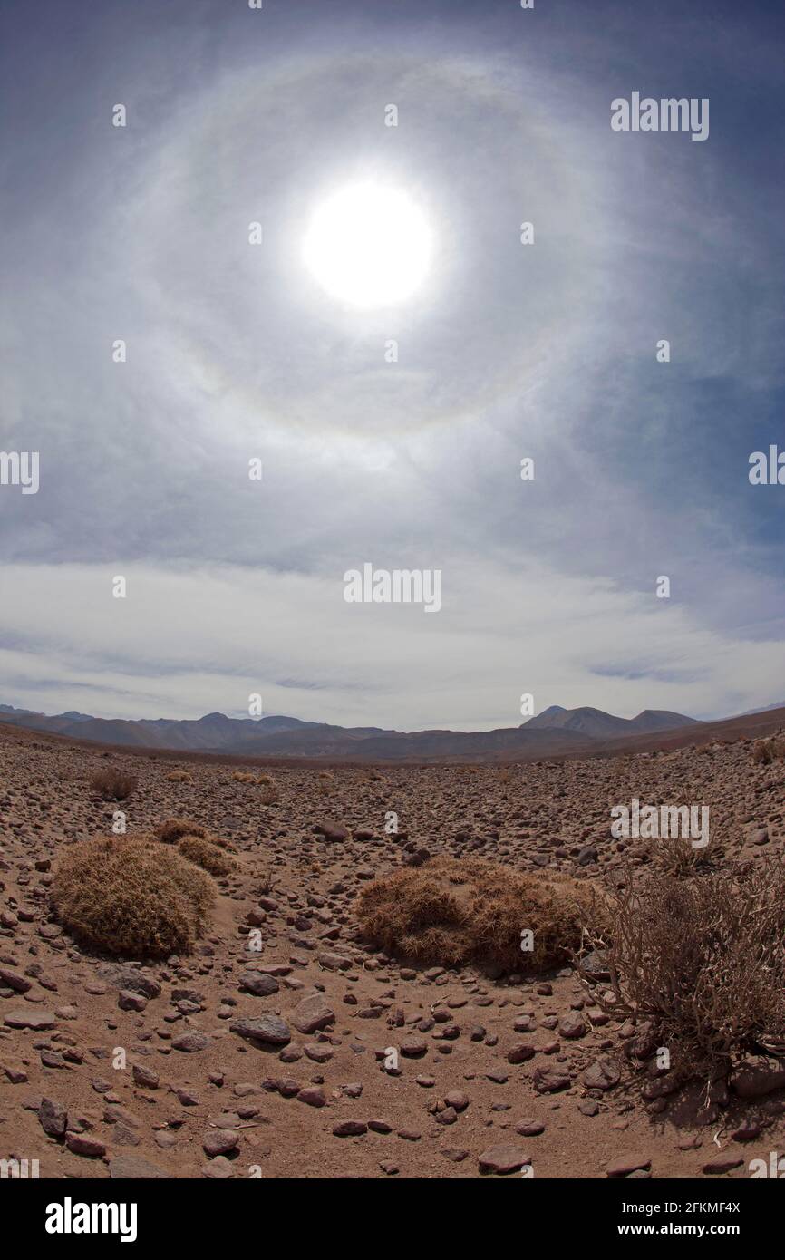 Sun Halo, Sun Ring, Altiplano, Chile Stock Photo