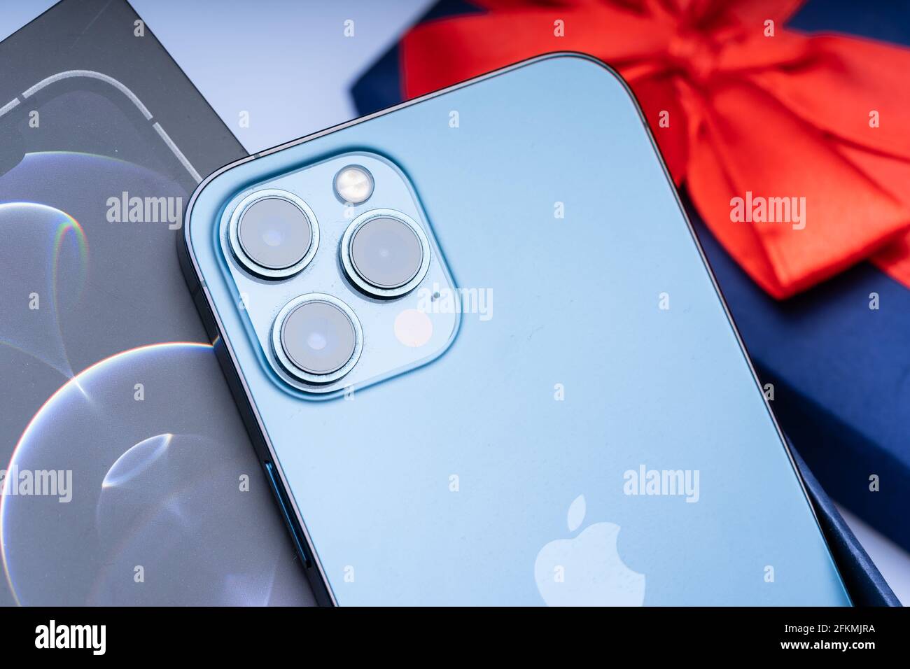 the-new-iphone-12-pro-max-pacific-blue-colour-stock-photo-alamy