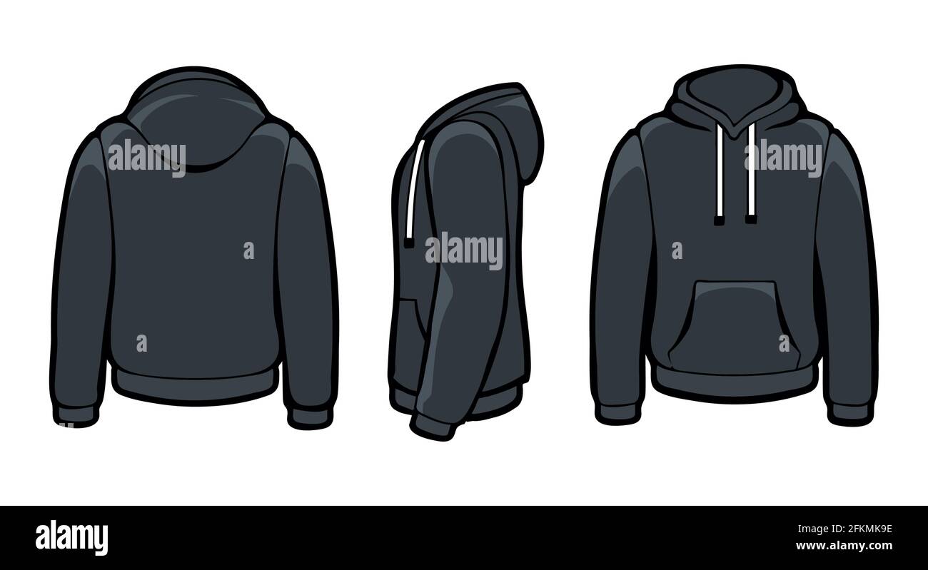 Black hoody sweatshirts Stock Vector