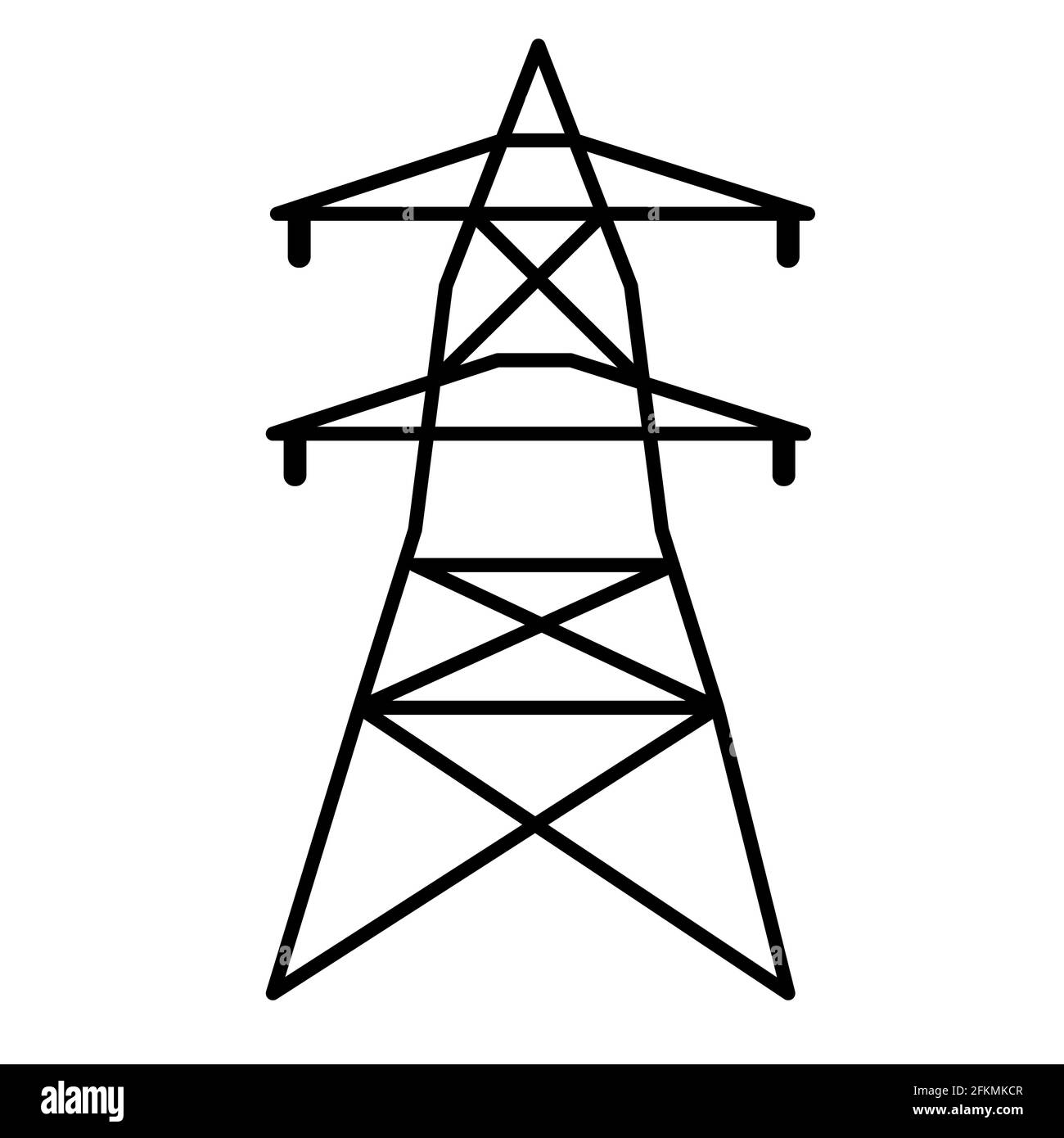 electrical tower icon on white background. flat style. electricity sign. high voltage electric transmission tower. electric power logo. Stock Photo
