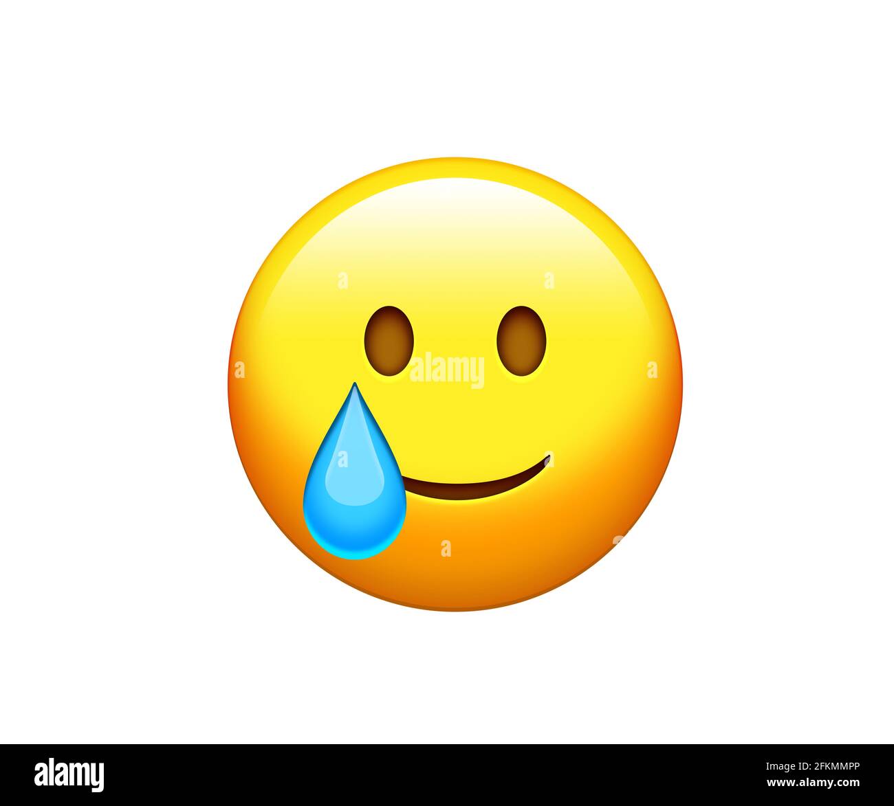 The isolated yellow delightful smiling Face with tear face icon Stock Photo