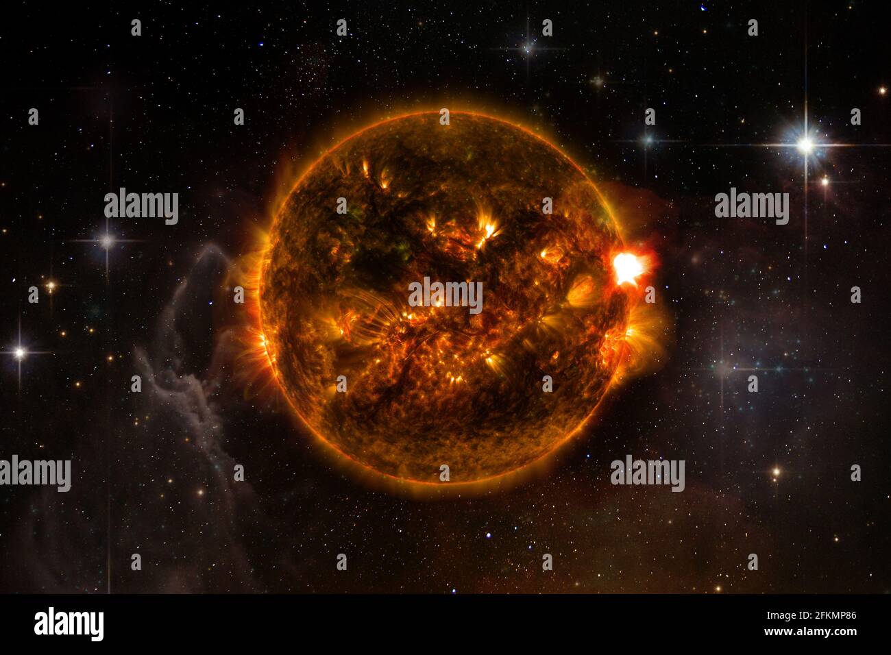 The sun at the universe. Elements of this image furnished by NASA. Stock Photo