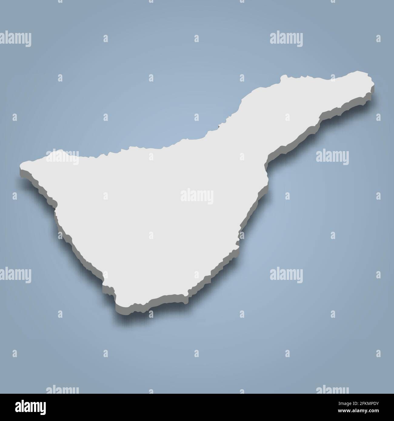 3d isometric map of Tenerife is an island in Canary Islands, isolated vector illustration Stock Vector