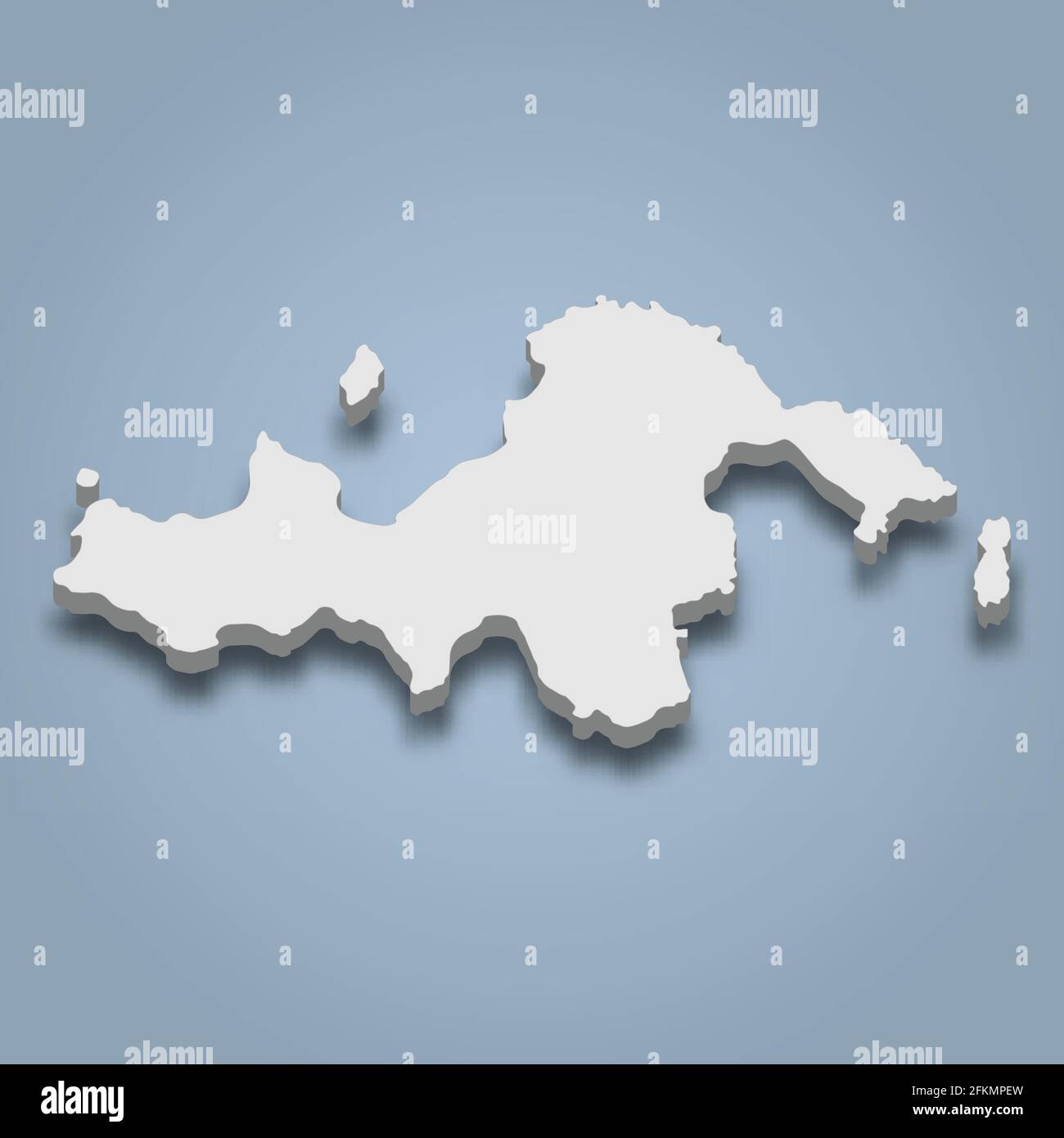 3d isometric map of Thomas is an island in Whitsunday Islands, isolaated vector illustration Stock Vector