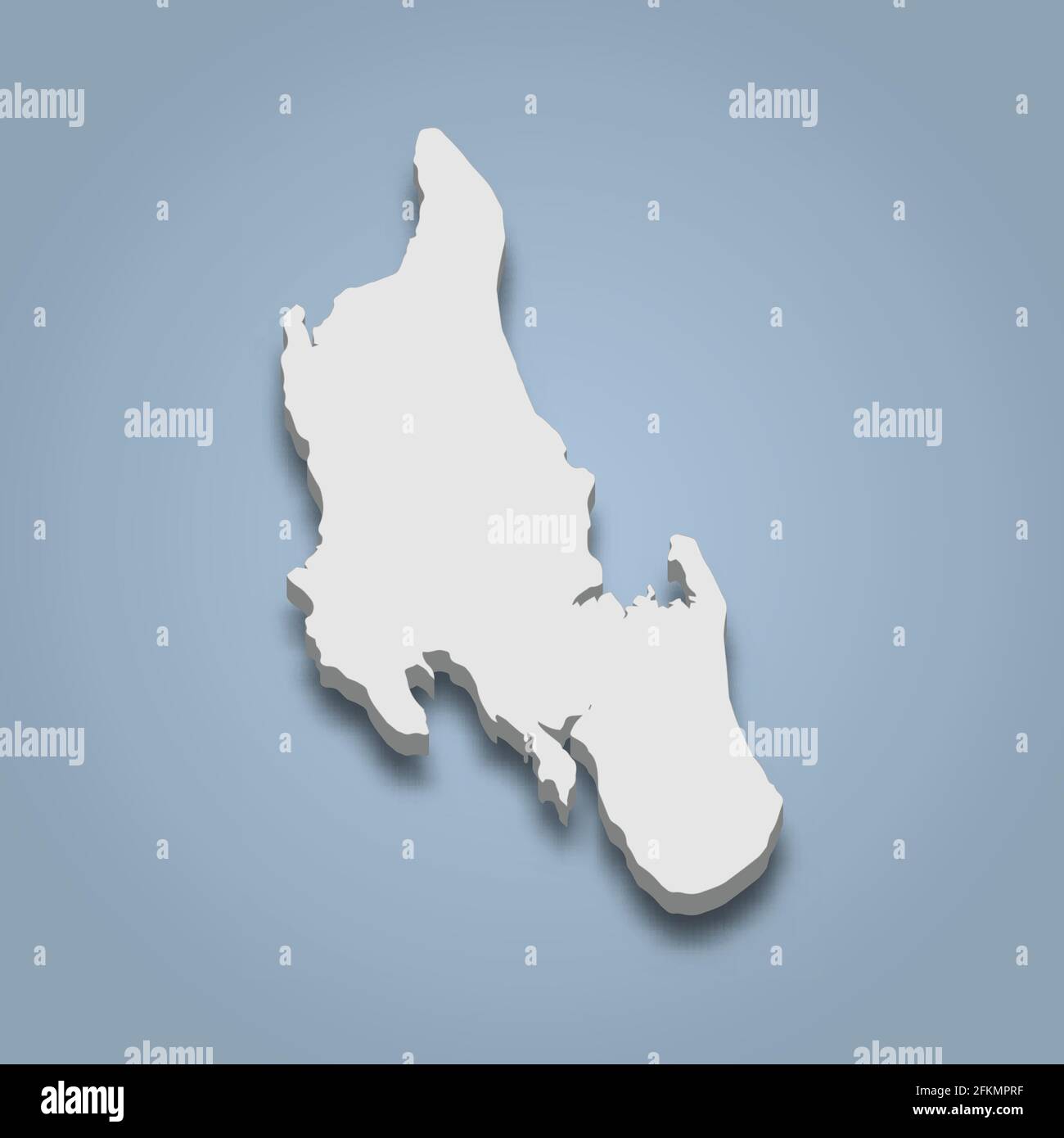 3d isometric map of Zanzibar is an island in Tanzania, isolated vector illustration Stock Vector