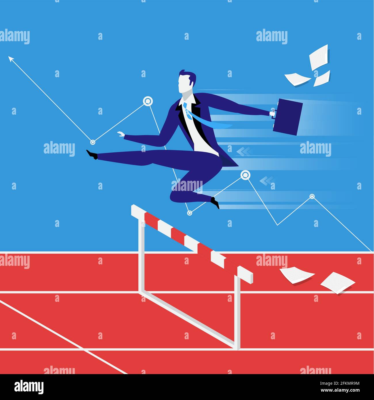 Business steeplechase concept vector illustration in flat style Stock