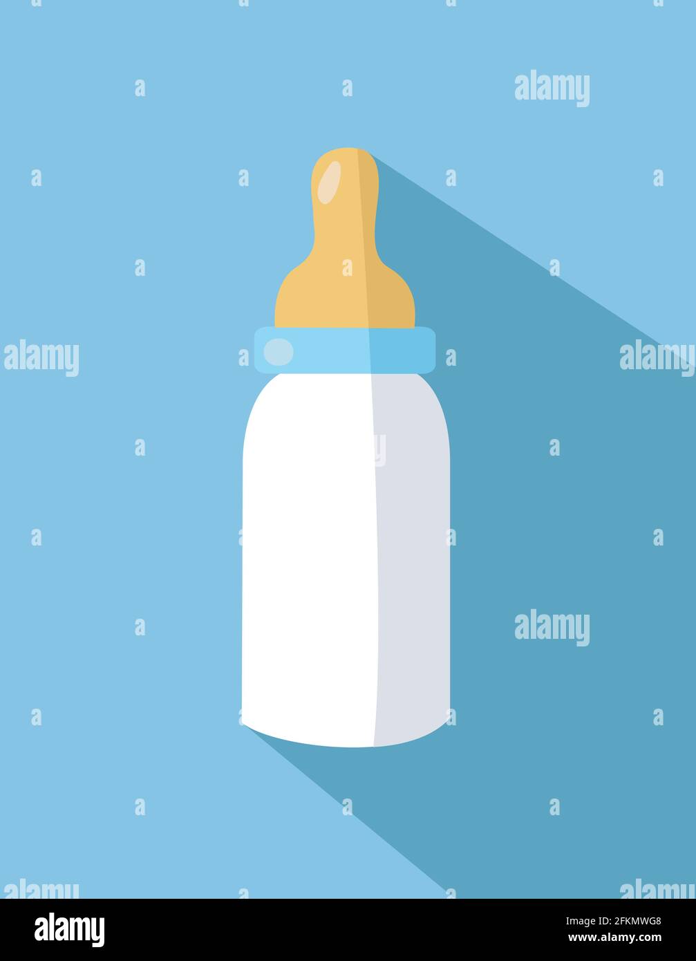 Baby bottle icon in flat style Stock Vector