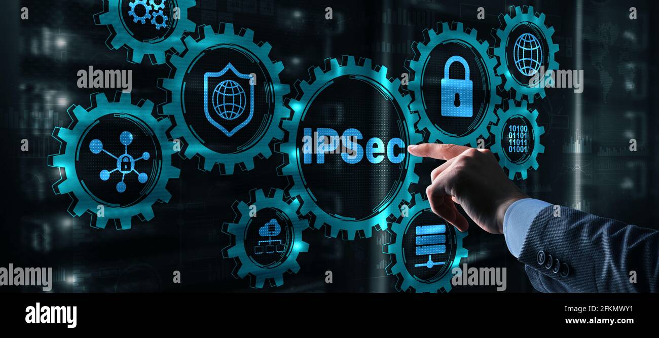 IP Security. Data Protection Protocols. IPSec. Internet and Protection Network concept. Stock Photo