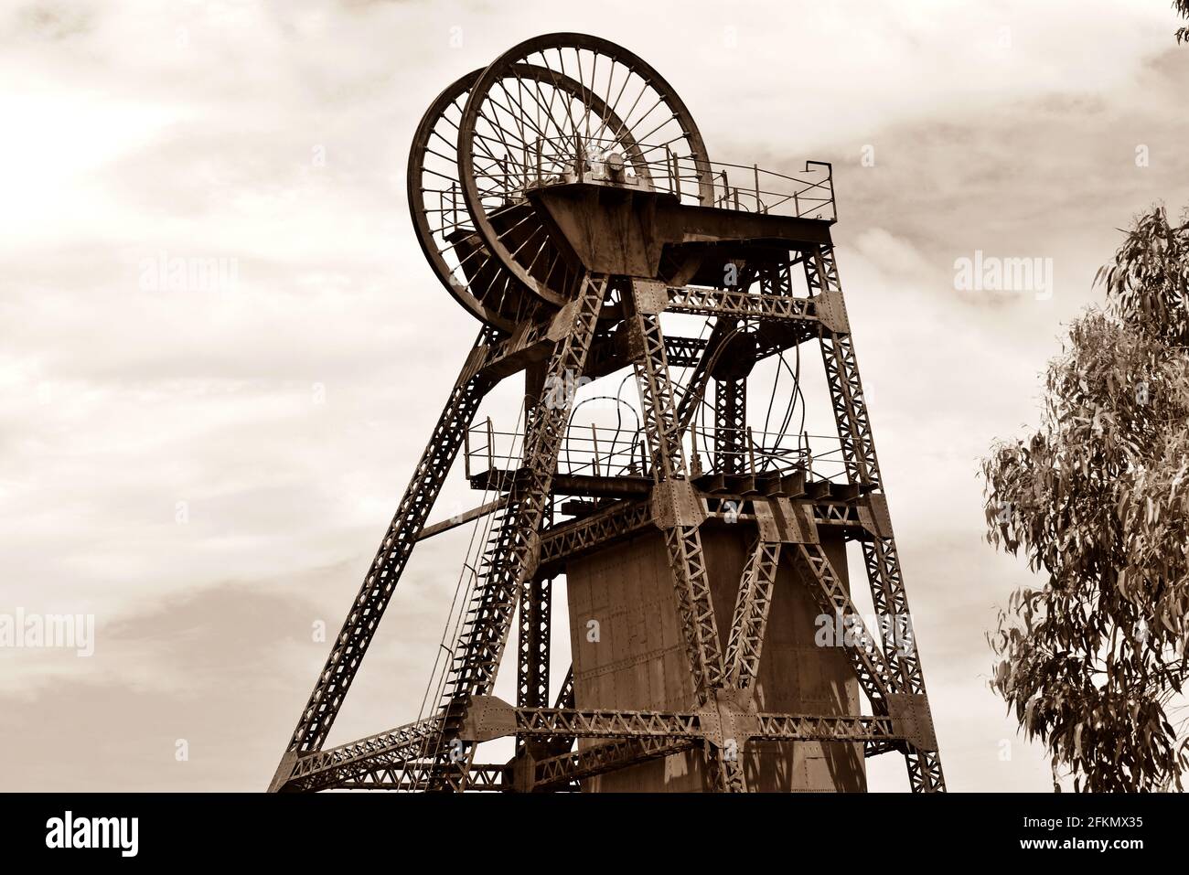 Mine shaft elevator old 2 Stock Photo Alamy