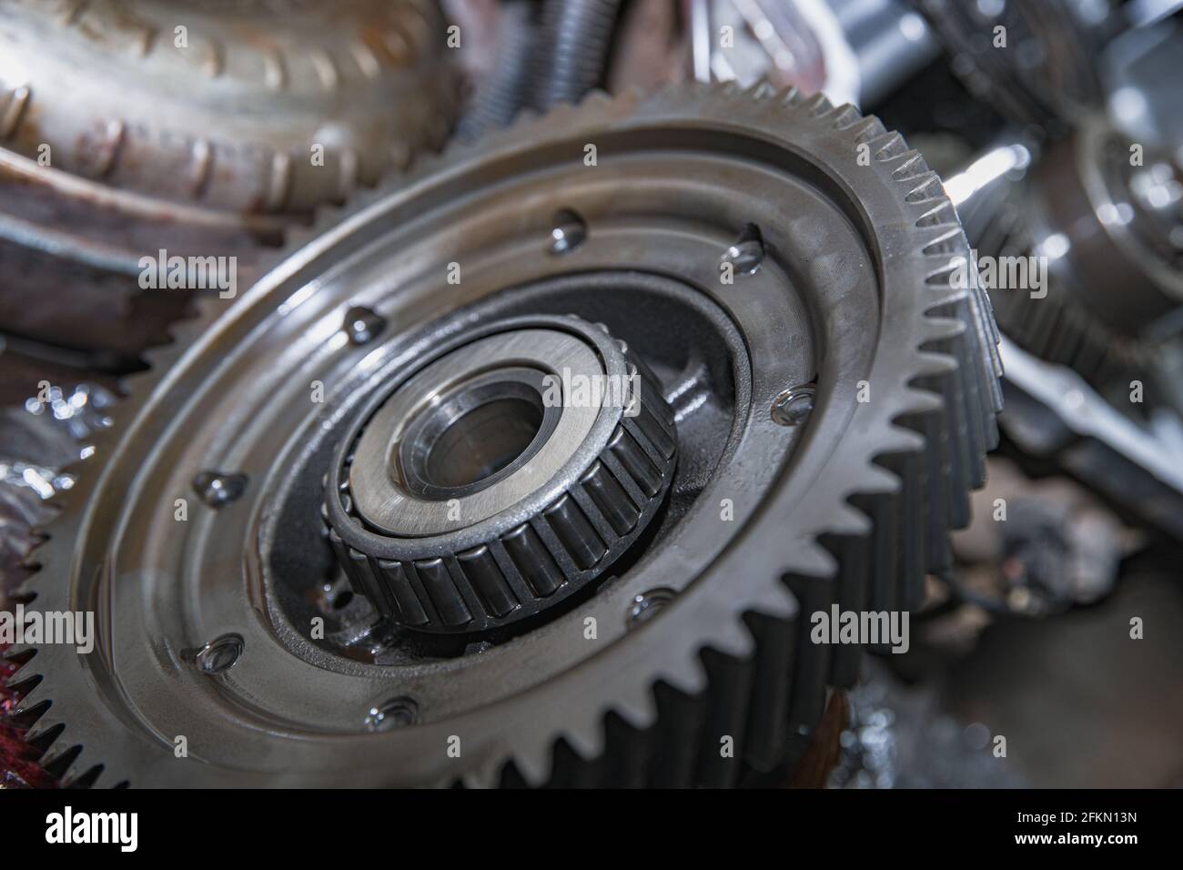 differential with car gearbox bearing at shallow depth of field Stock