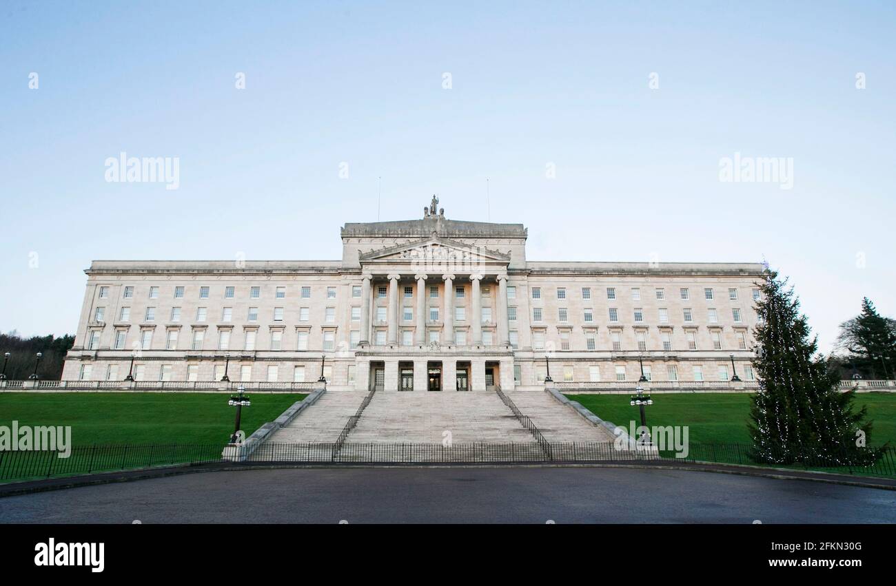 File photo dated 19/12/2016 of of Parliament Buildings at Stormont, Belfast. The day that many consider to be the date the state of Northern Ireland was created will be quietly marked on Monday. Issue date: Monday May 3, 2021. Stock Photo