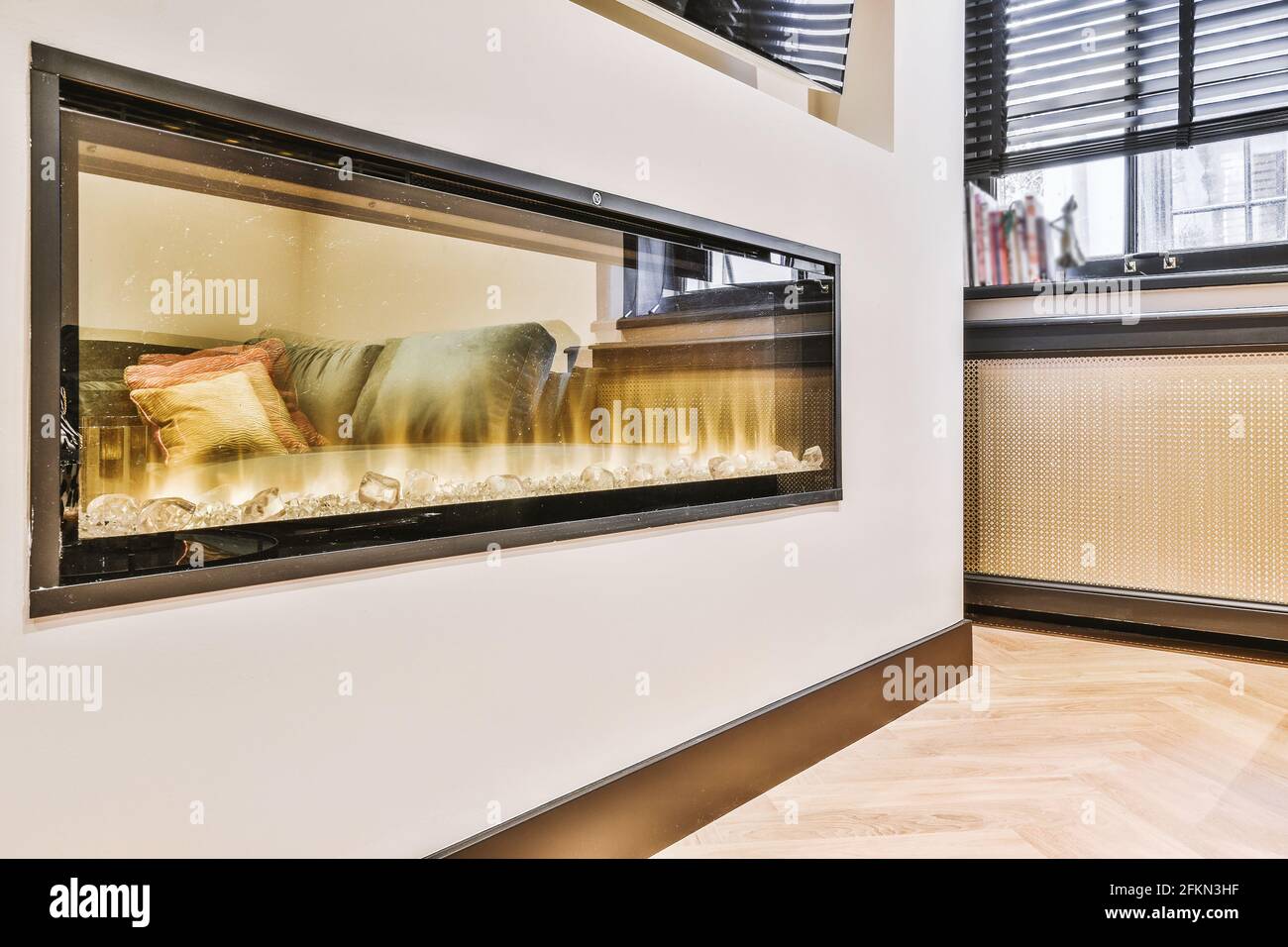 Decorative glass screen on wall Stock Photo Alamy