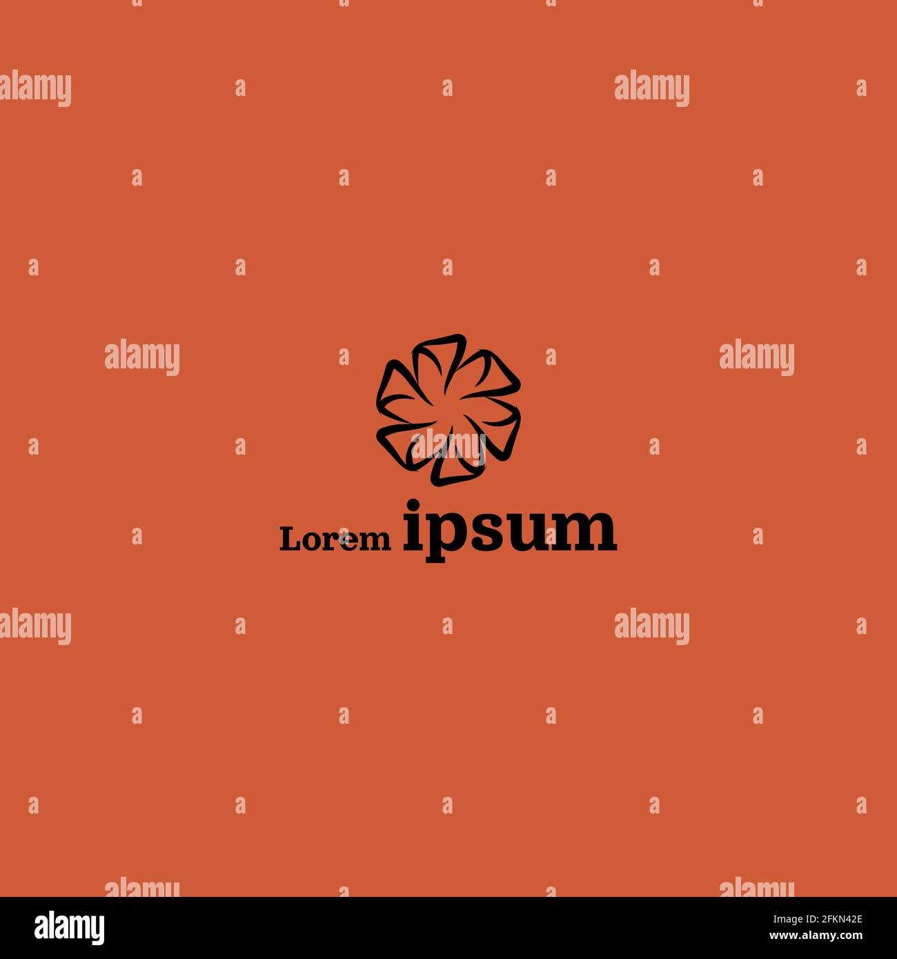 Black Simple Abstract Logo Design Isolated on Orange Background Stock Vector