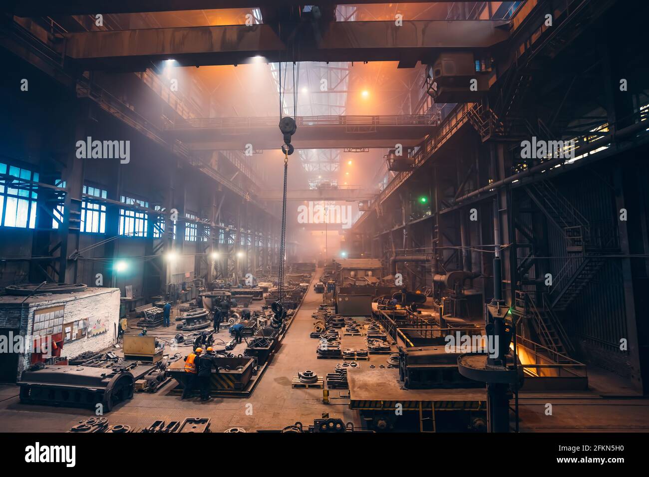 Metallurgical Plant Or Steel Foundry Factory, Large Workshop Interior ...