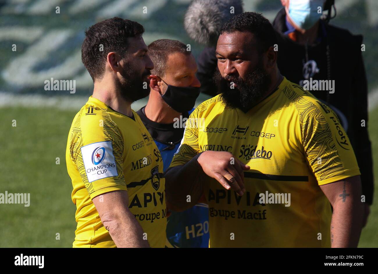 Kevin Gourdon and Uini Atonio of La Rochelle after the European Rugby Champions Cup, semi final rugby union match between Stade Rochelais and Leinster Rugby on May 2, 2021 at Marcel Deflandre