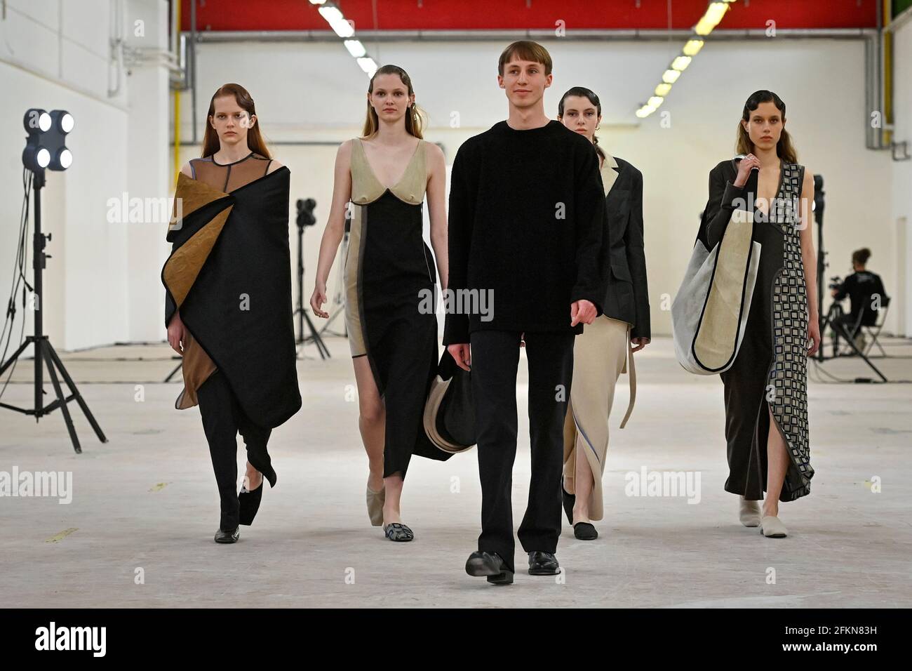 Prague Czech Republic 02nd May 21 Czech Fashion Designer Ales Hnatek Presents His Collection During The Mercedes Benz Prague Fashion Week Van Graaf Junior Talent 21 In Prague Czech Republic May 2