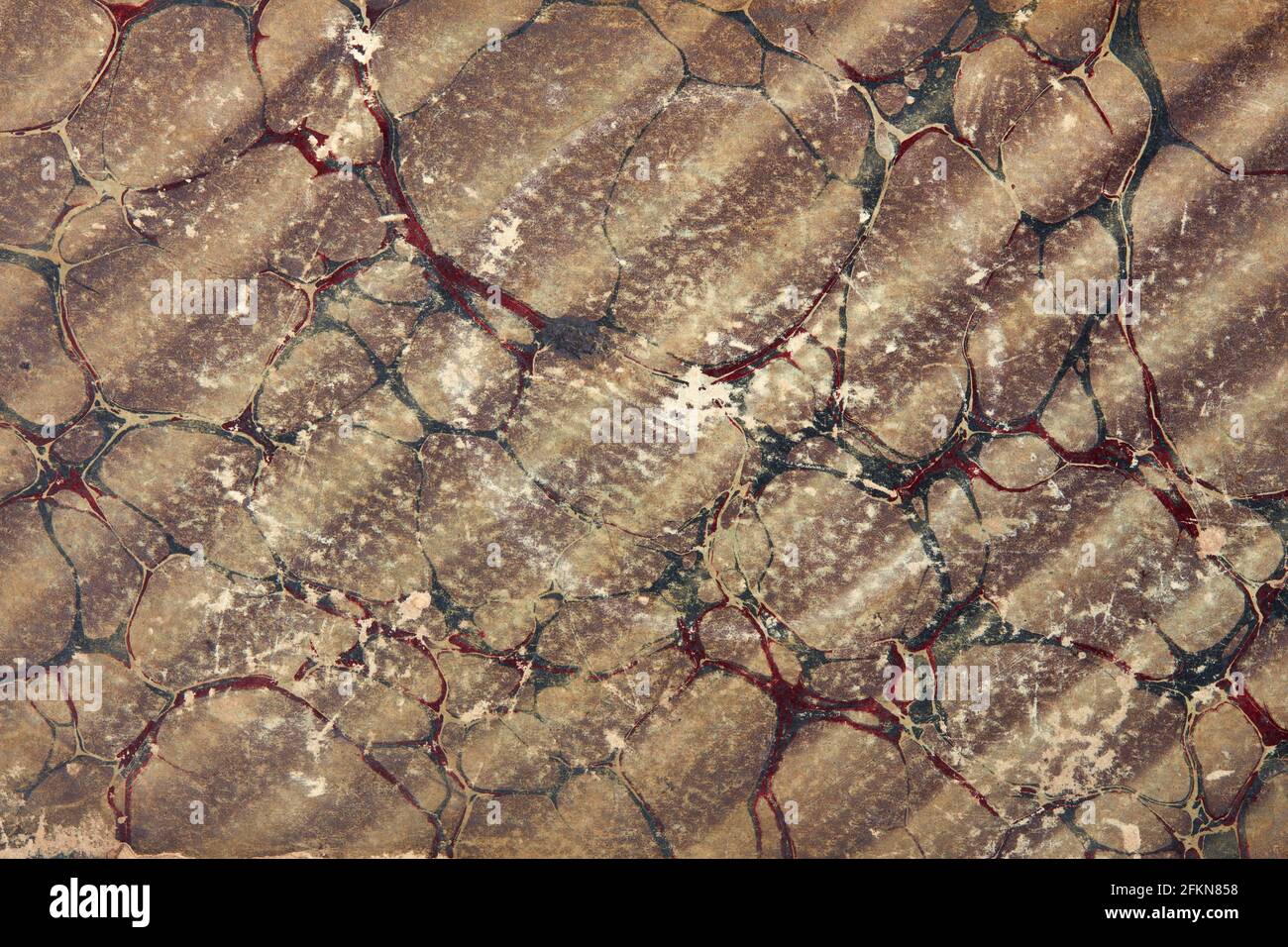 Old paper background with brown, green, and red abstract design texture background Stock Photo