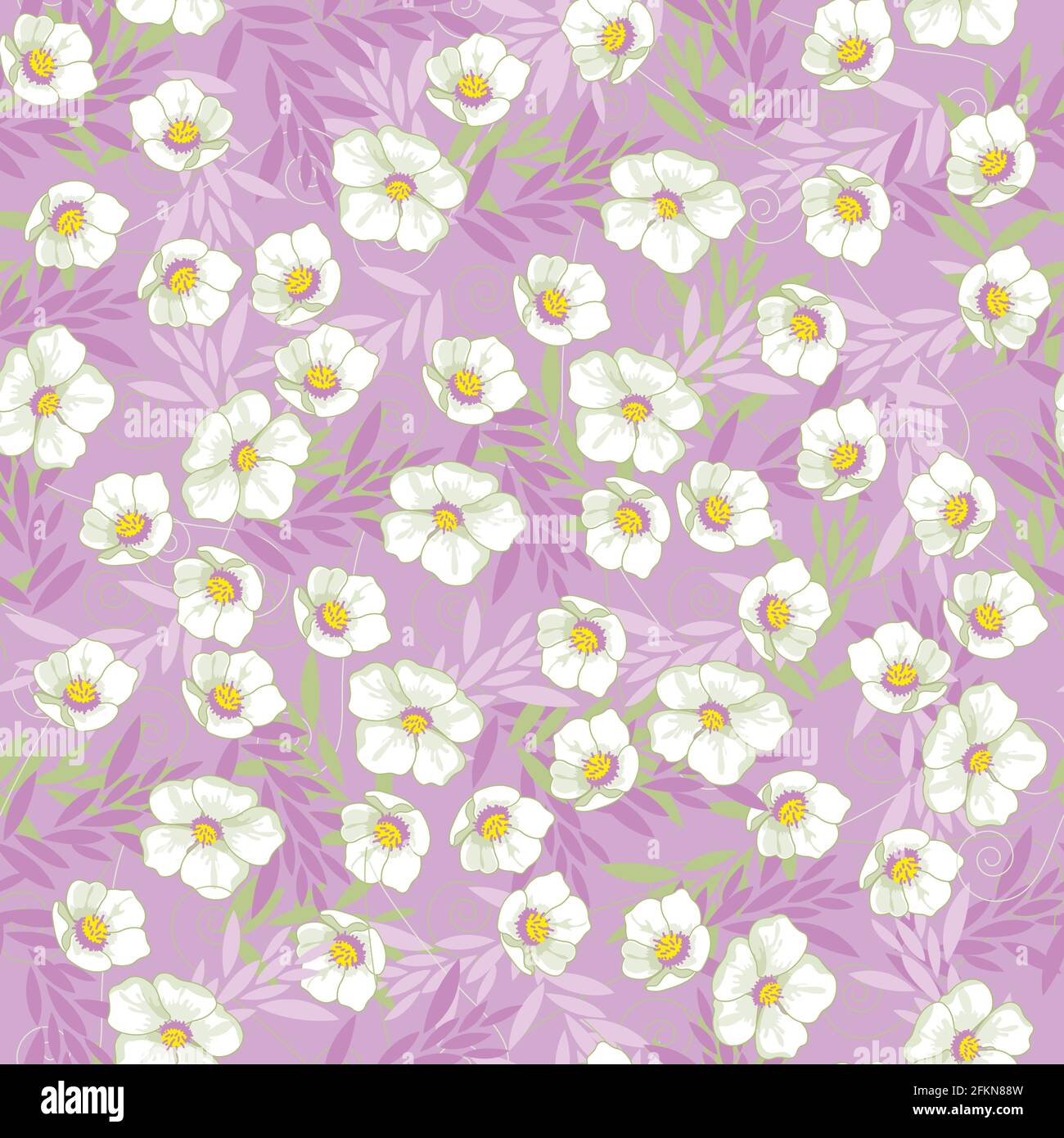 Vector seamless pattern with hand-drawn flowers. Vector illustration ...