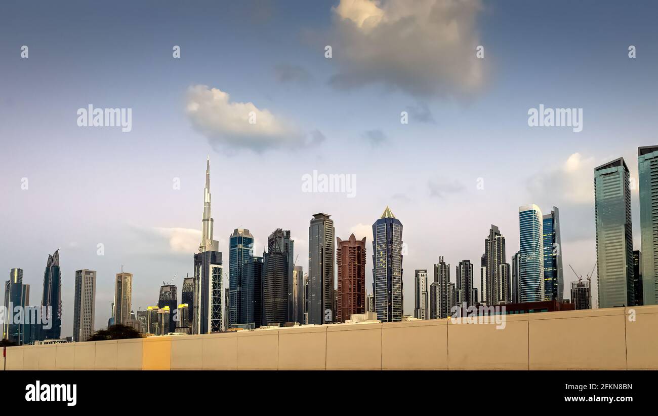 Modern buildings in Dubai Marina, Dubai, UAE. 01-MAY-2021. Stock Photo