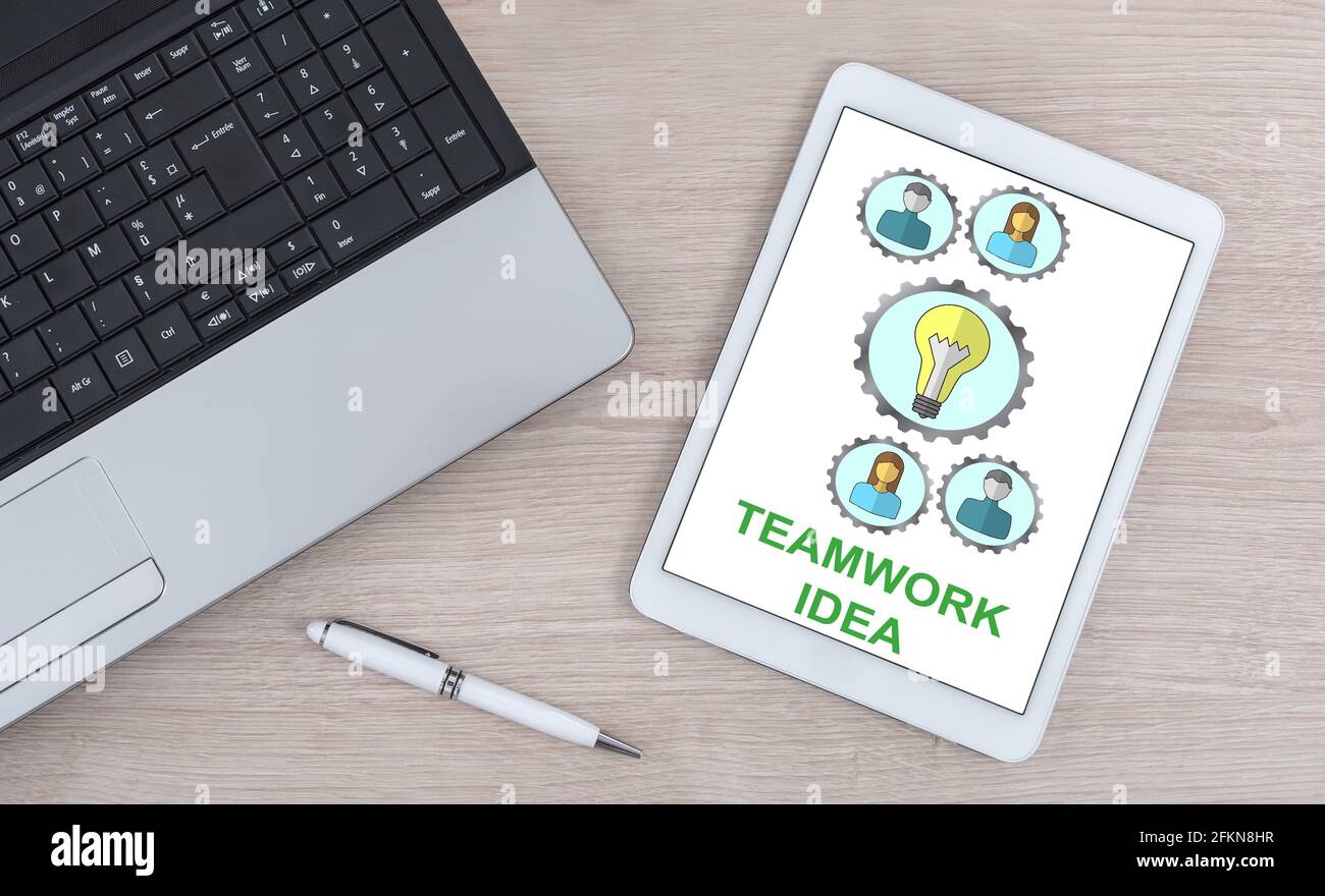 Teamwork idea concept shown on a digital tablet Stock Photo