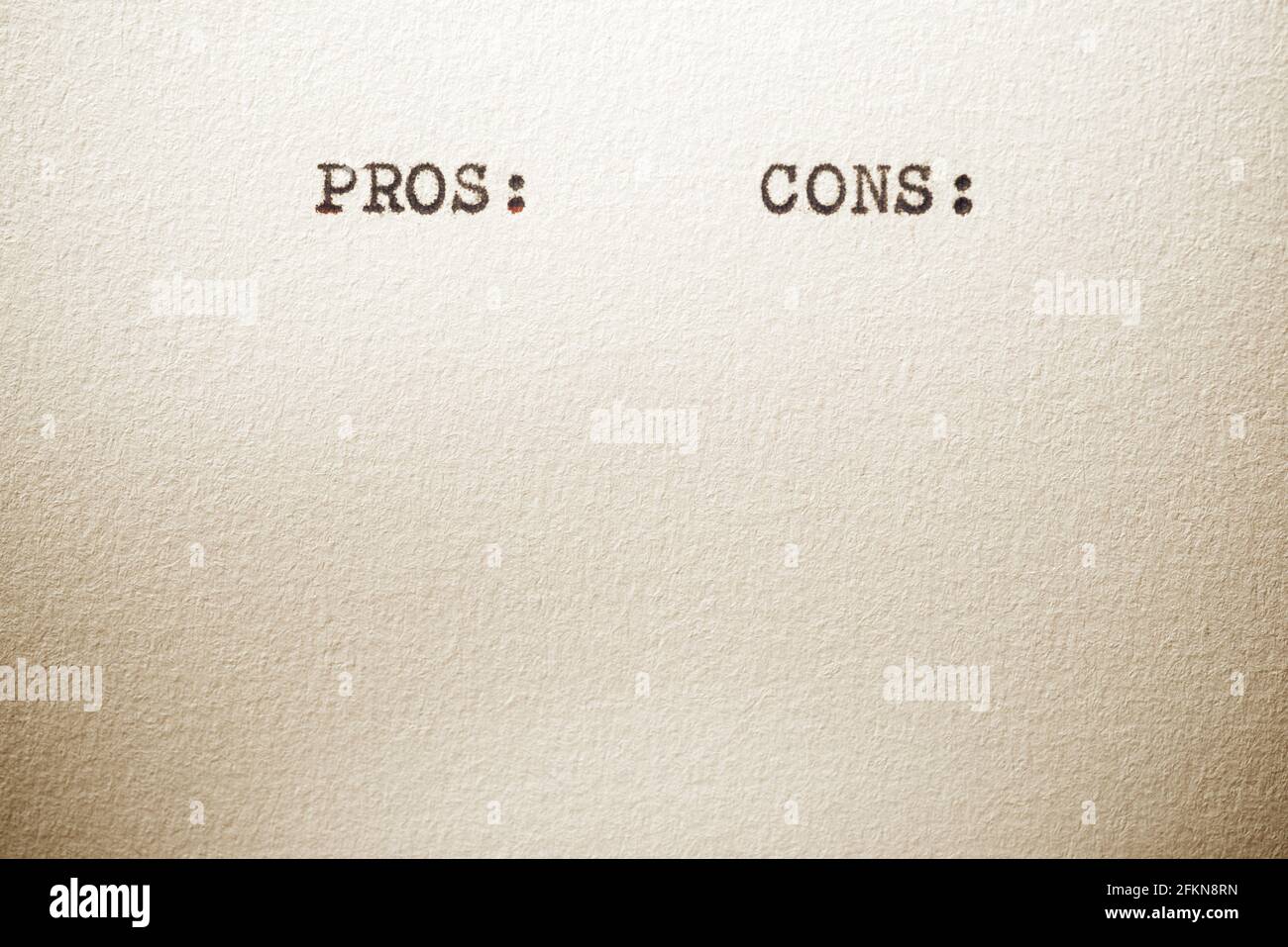Letters Using Pros Pros and cons words written with a typewriter Stock Photo - Alamy