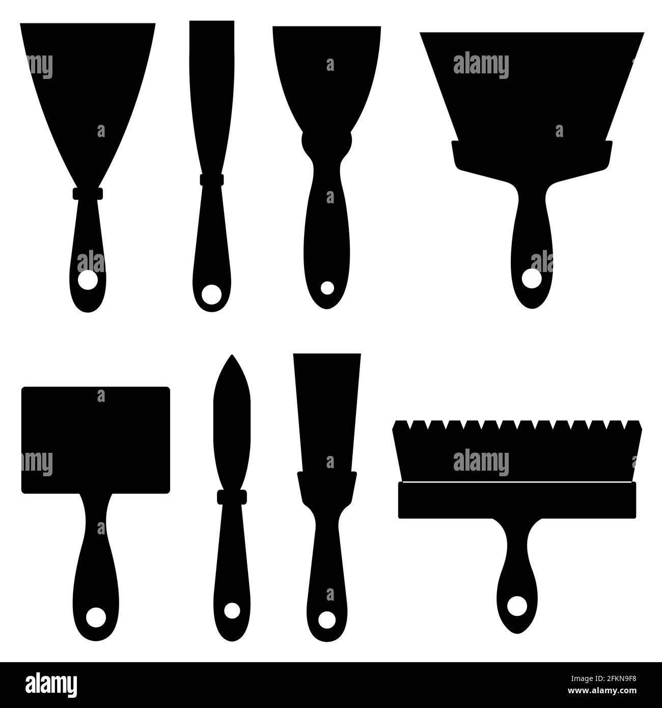 Illustration of different construction spatulas isolated on white Stock ...