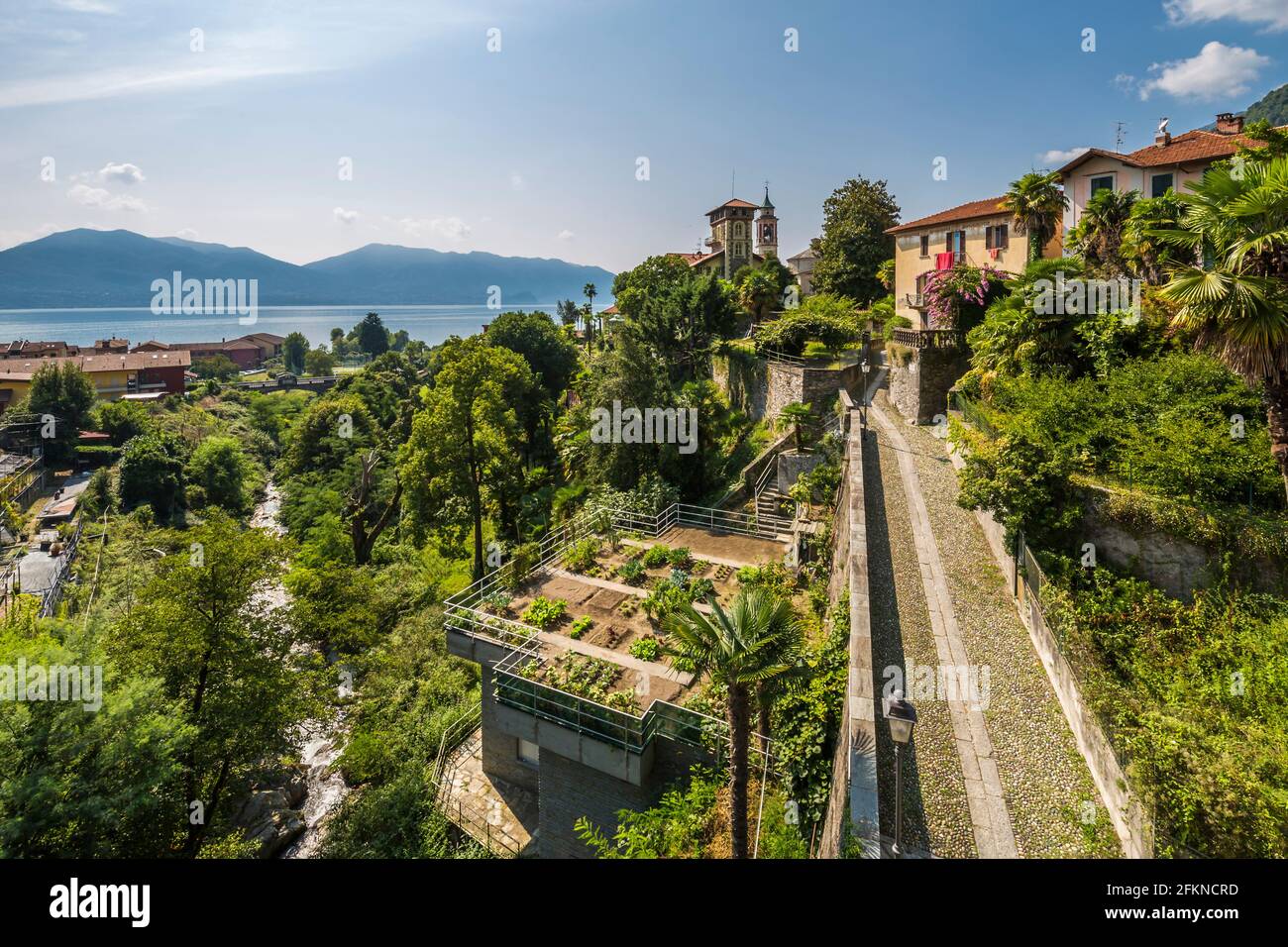 View of Cannero Riviera, Lake Maggiore, Piedmont, Italy, Europe Stock Photo