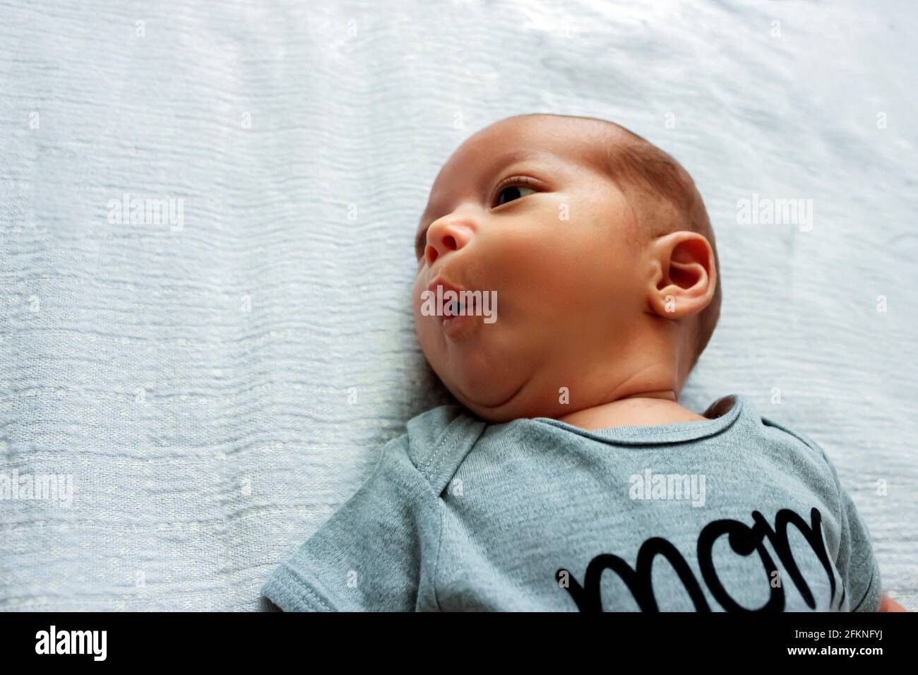 Cute little baby with funny face. Serious bald infant funny yawning Stock  Photo - Alamy, image size:1300x956