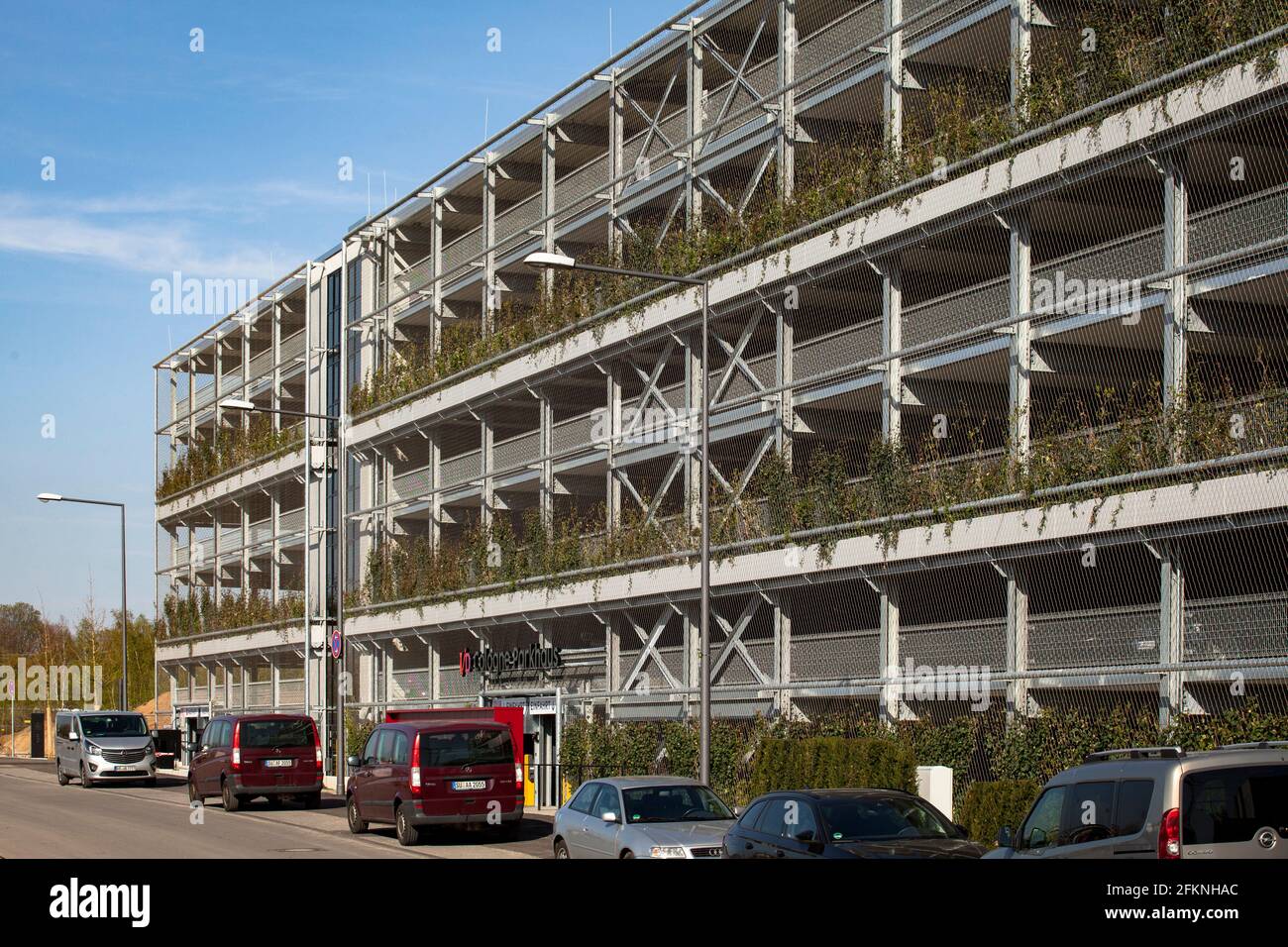 parking garage on Peter-Huppertz street in the I/D Cologne quarter in the district Muelheim, the facade is planted with about 5000 plants on 2000 squa Stock Photo