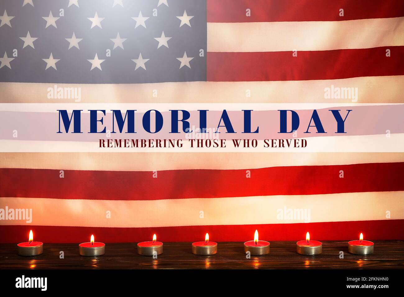 Mourning candles burning on USA American national flag background