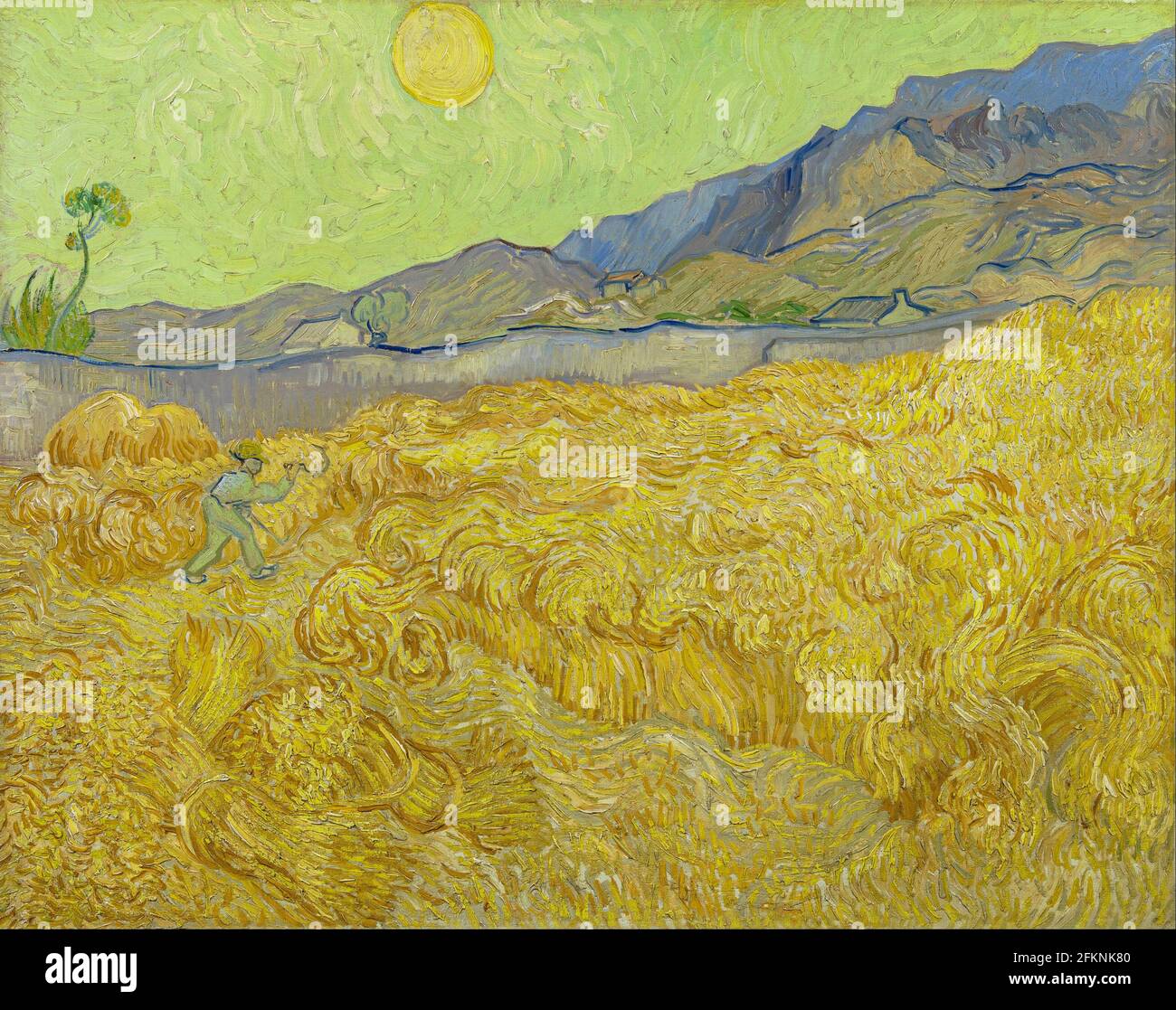 Vincent van Gogh, Wheatfield with a reaper, 1889, oil on canvas, Van Gogh Musem, Amsterdam, Netherlands Stock Photo