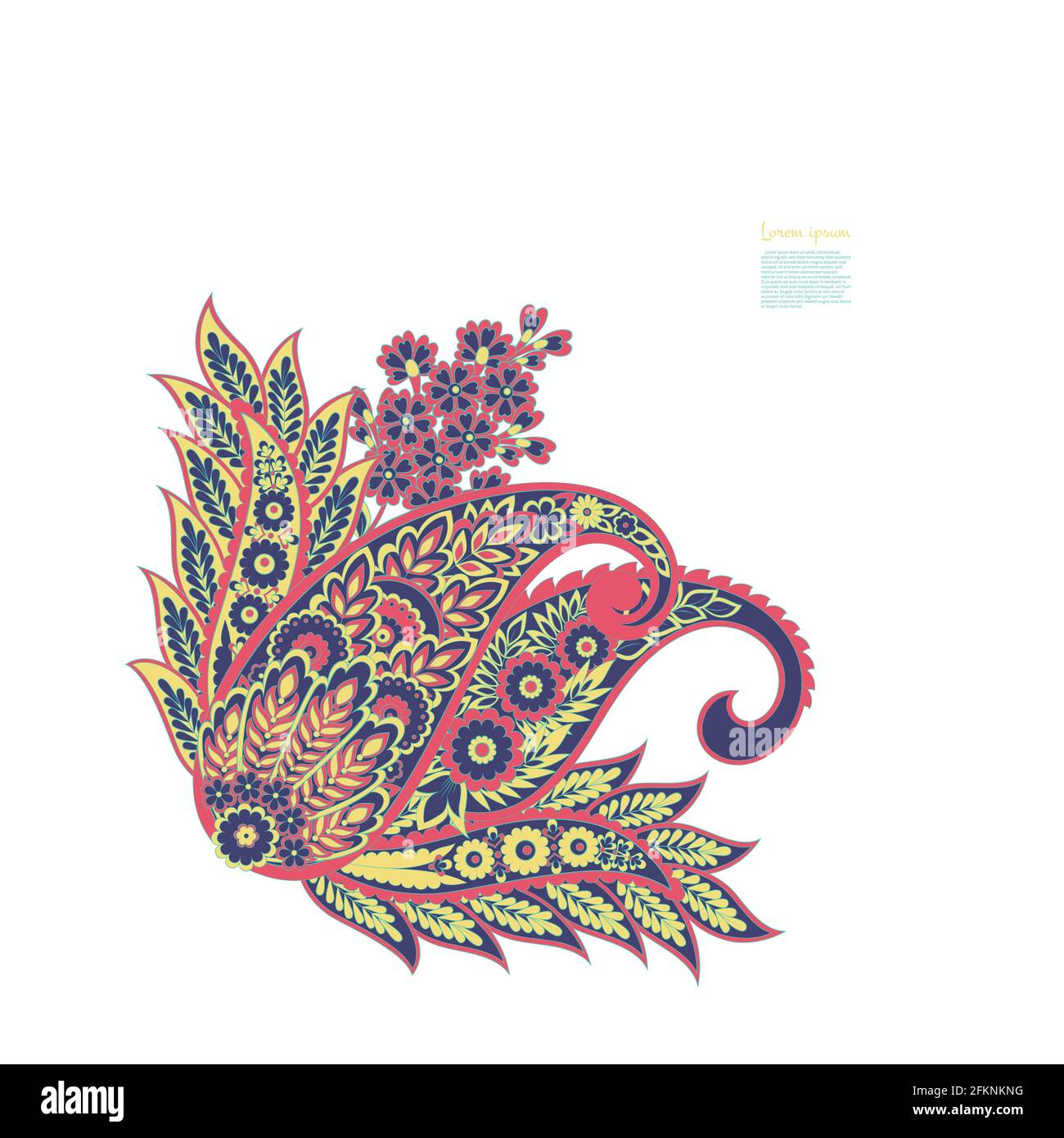 Paisley Vector Pattern. Floral Isolated Asian Illustration Stock Vector